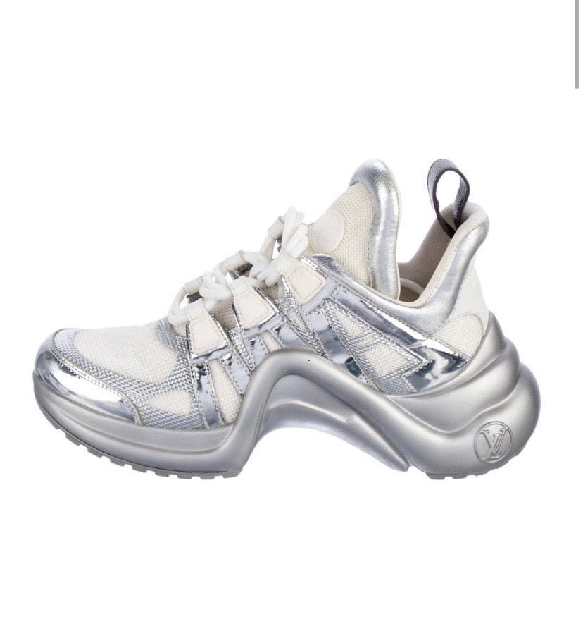 LOUIS VUITTON METALLIC CALFSKIN TECHNICAL NYLON ARCHLIGHT SNEAKERS