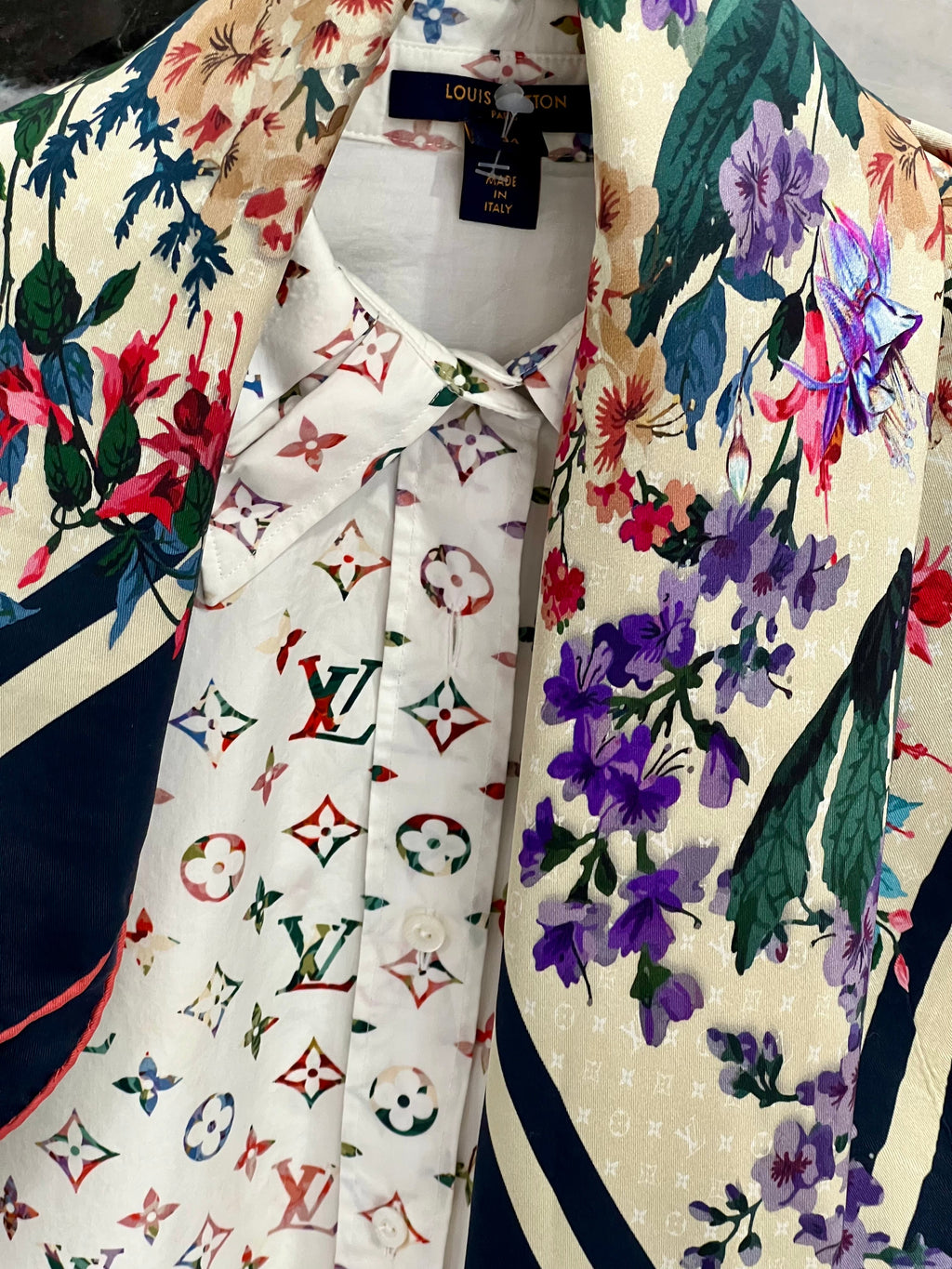 LOUIS VUITTON MULTICOLOR MONOGRAM BLOUSE WITH SCARF