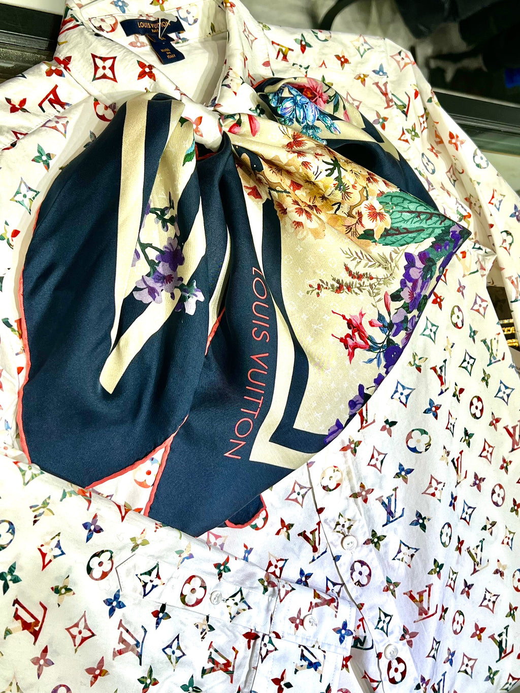 LOUIS VUITTON MULTICOLOR MONOGRAM BLOUSE WITH SCARF