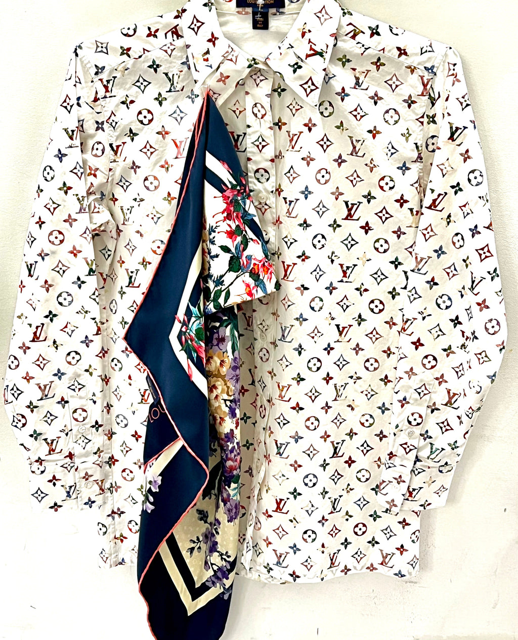 LOUIS VUITTON MULTICOLOR MONOGRAM BLOUSE WITH SCARF