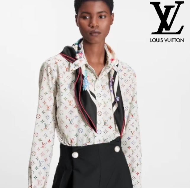 LOUIS VUITTON MULTICOLOR MONOGRAM BLOUSE WITH SCARF