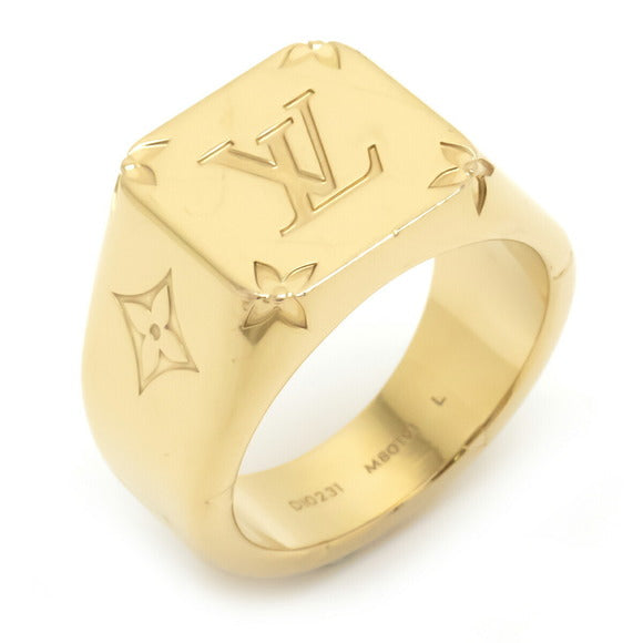 LOUIS VUITTON MONOGRAM GOLD PLATED SIGNET RING