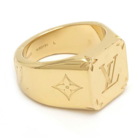 LOUIS VUITTON MONOGRAM GOLD PLATED SIGNET RING