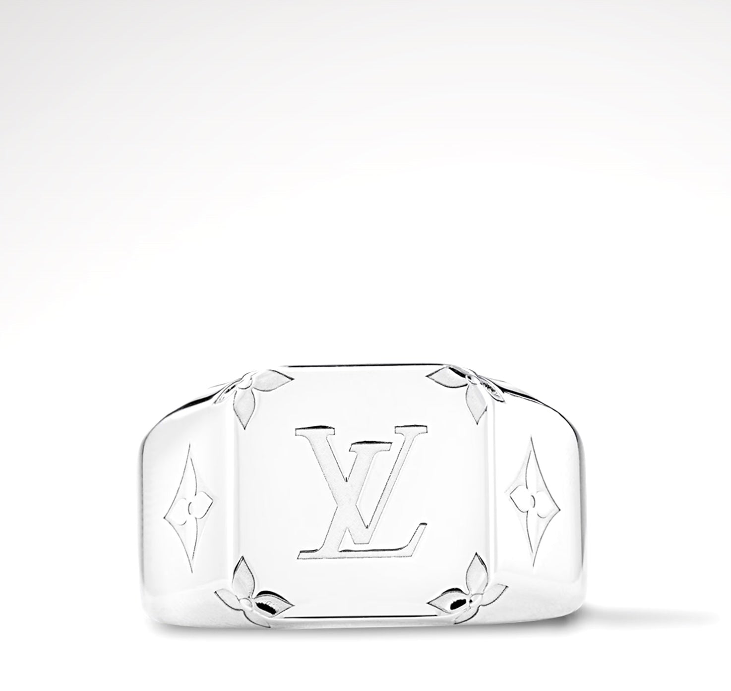 LOUIS VUITTON MONOGRAM SIGNET RING PALLADIUM FINISH