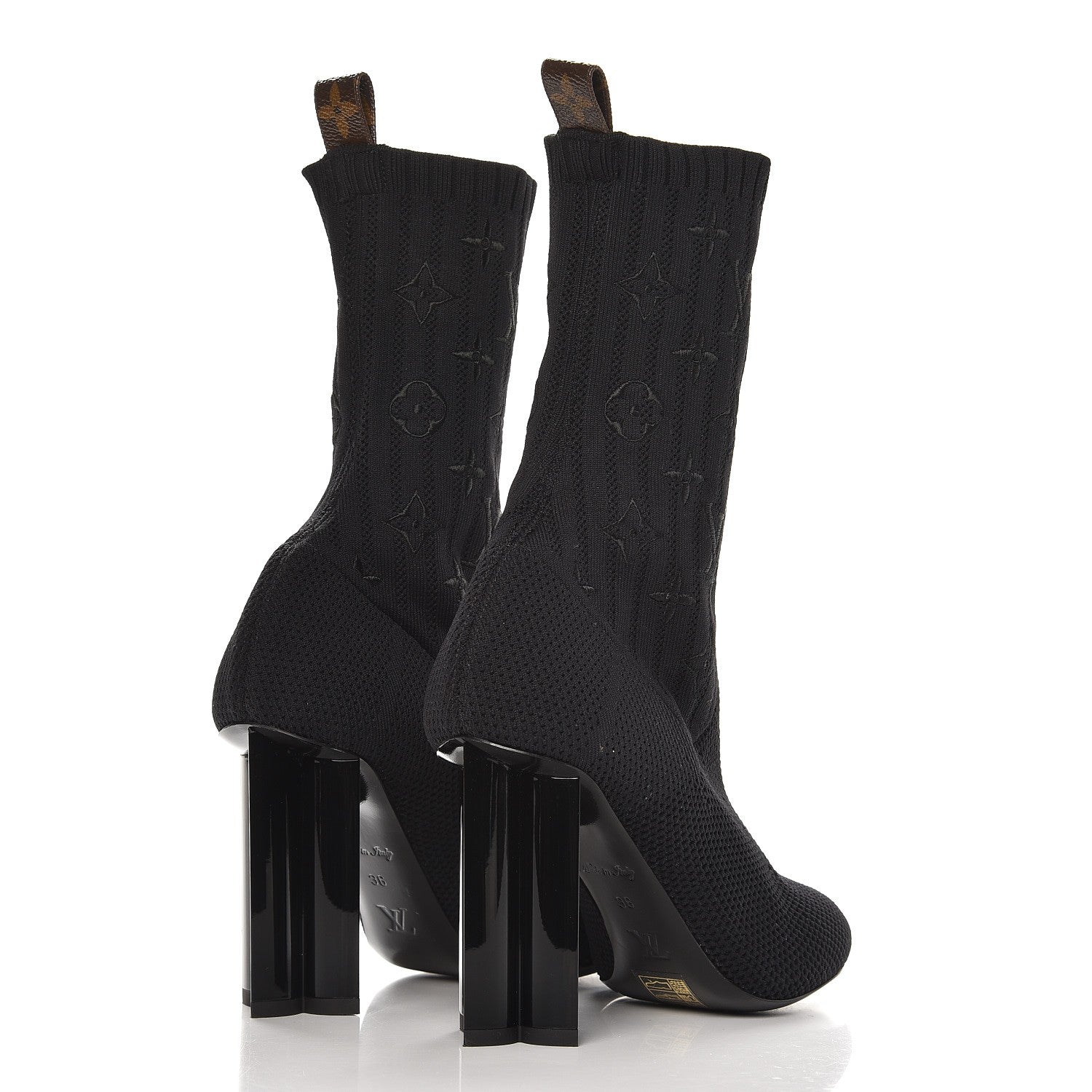 LOUIS VUITTON MONOGRAM STRETCH FABRIC SILHOUETTE ANKLE BOOTS