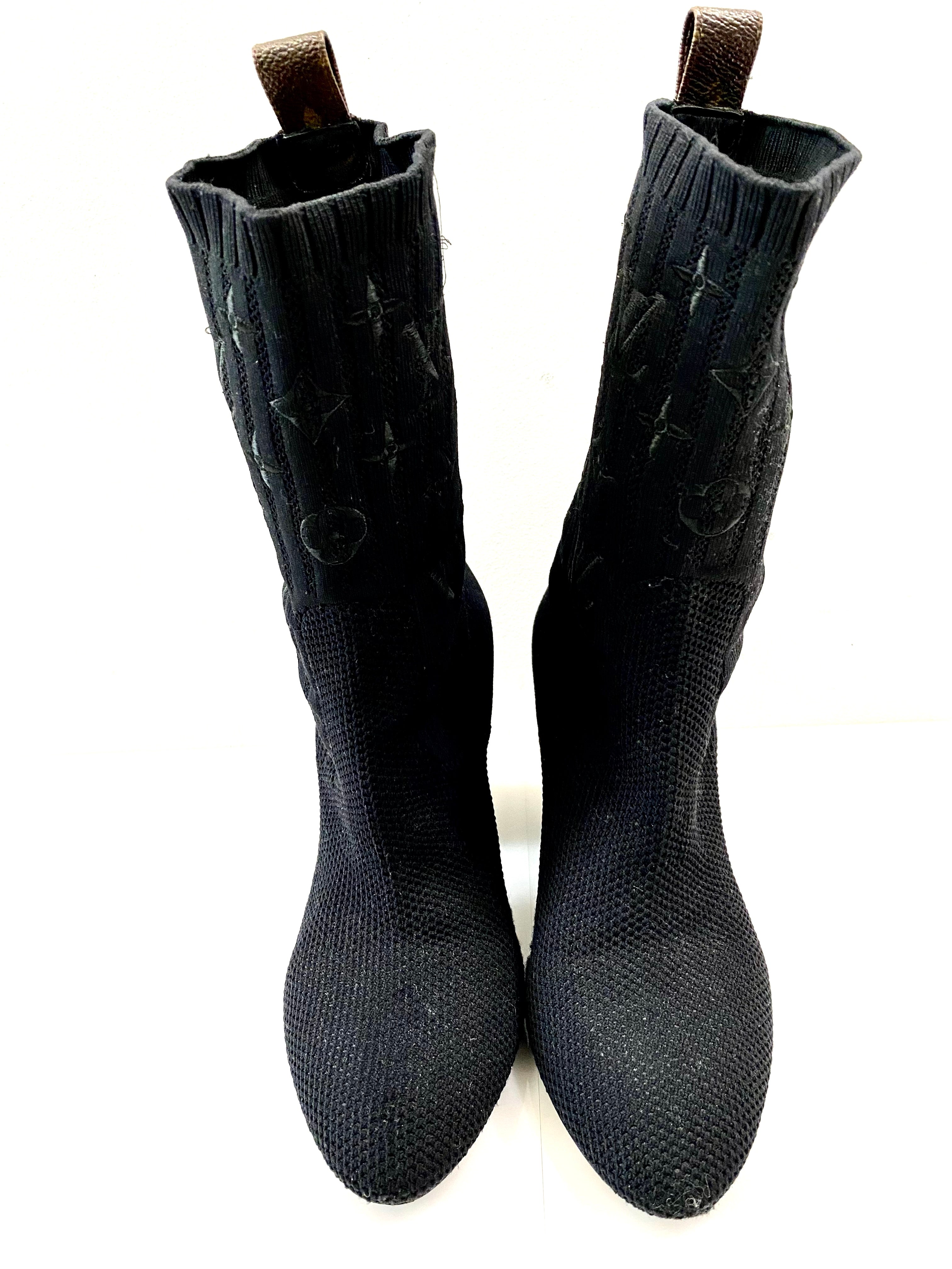 LOUIS VUITTON MONOGRAM STRETCH FABRIC SILHOUETTE ANKLE BOOTS