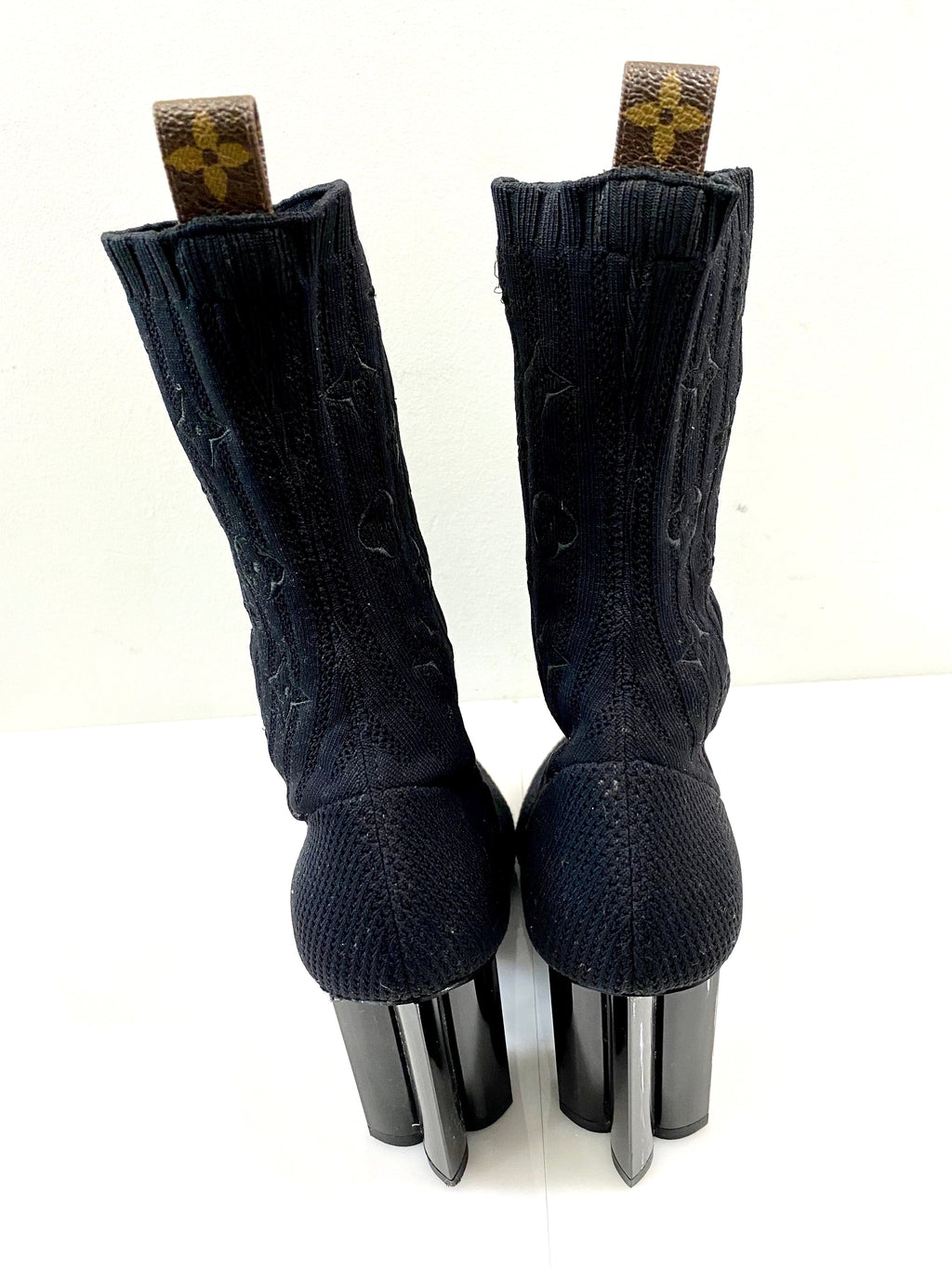 LOUIS VUITTON MONOGRAM STRETCH FABRIC SILHOUETTE ANKLE BOOTS