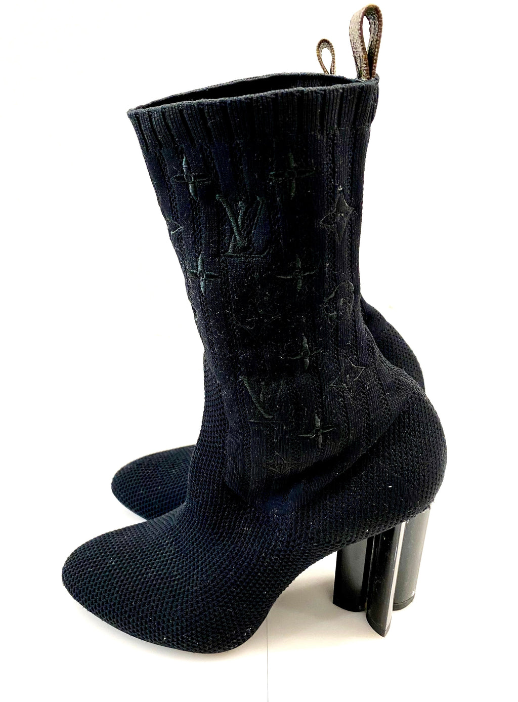 LOUIS VUITTON MONOGRAM STRETCH FABRIC SILHOUETTE ANKLE BOOTS