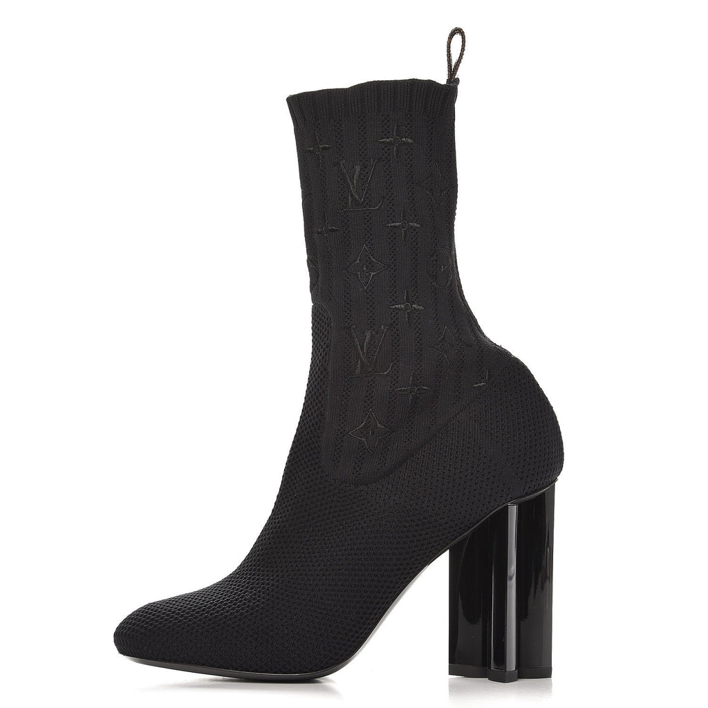 LOUIS VUITTON MONOGRAM STRETCH FABRIC SILHOUETTE ANKLE BOOTS