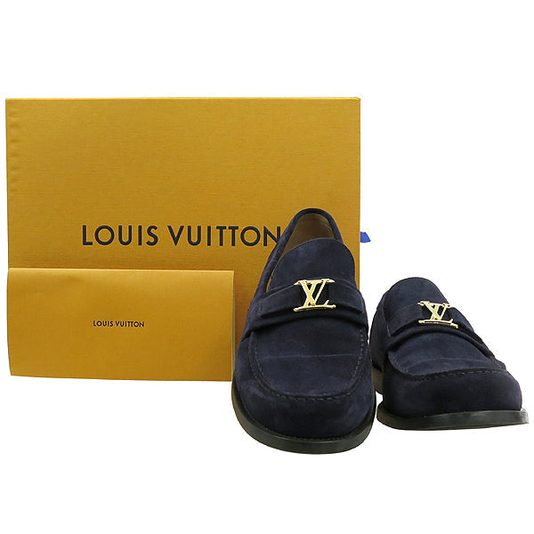 LOUIS VUITTON MONTE CARLO SUEDE LV LOGO LOAFERS