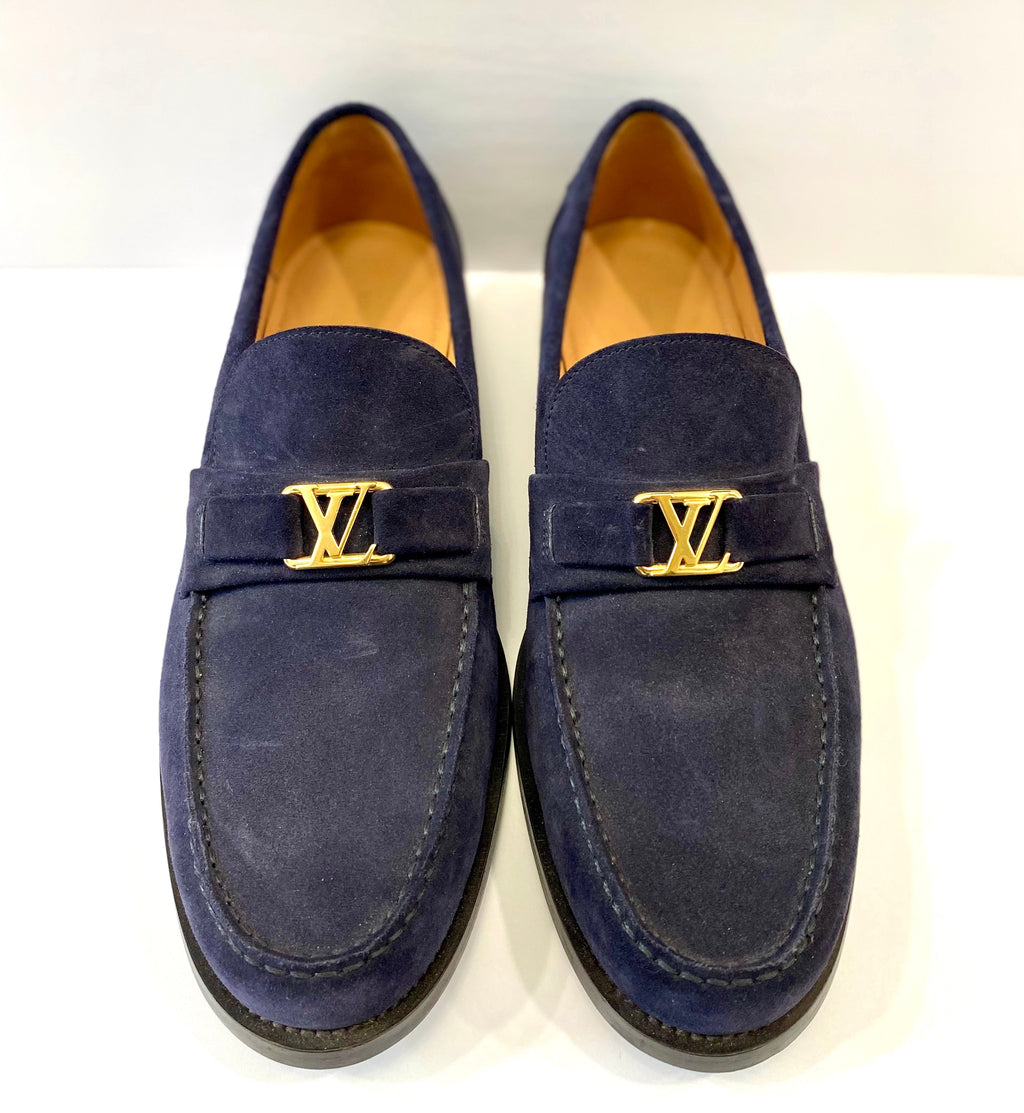 LOUIS VUITTON MONTE CARLO SUEDE LV LOGO LOAFERS