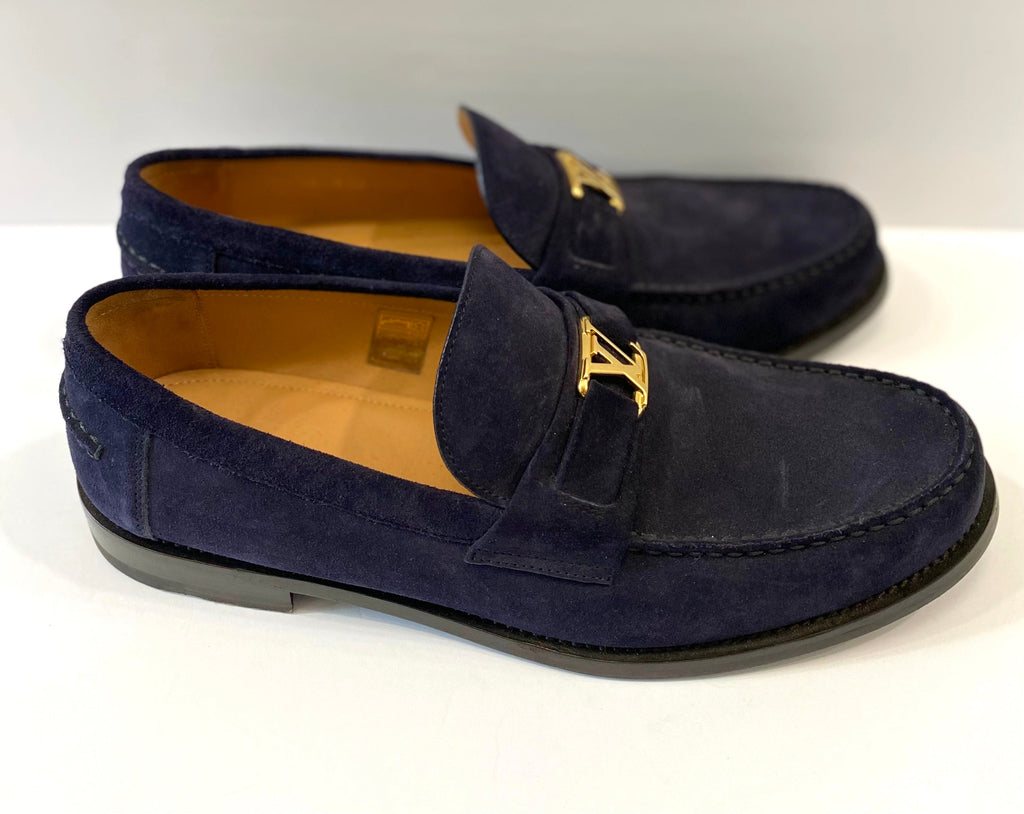 LOUIS VUITTON MONTE CARLO SUEDE LV LOGO LOAFERS