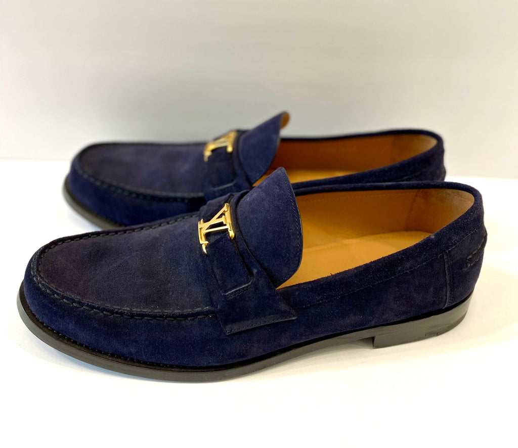 LOUIS VUITTON MONTE CARLO SUEDE LV LOGO LOAFERS