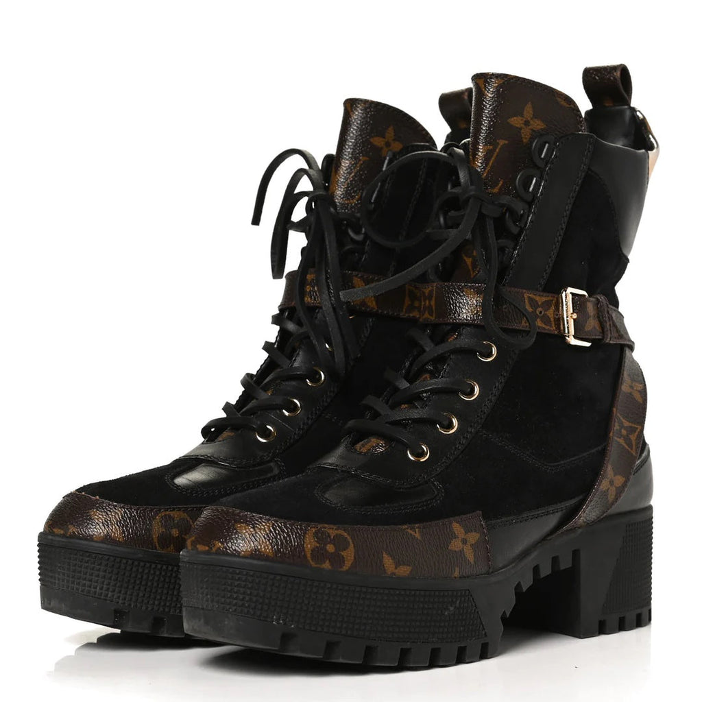 LOUIS VUITTON MONOGRAM SUEDE CALFSKIN LAUREATE PLATFORM DESERT BOOTS