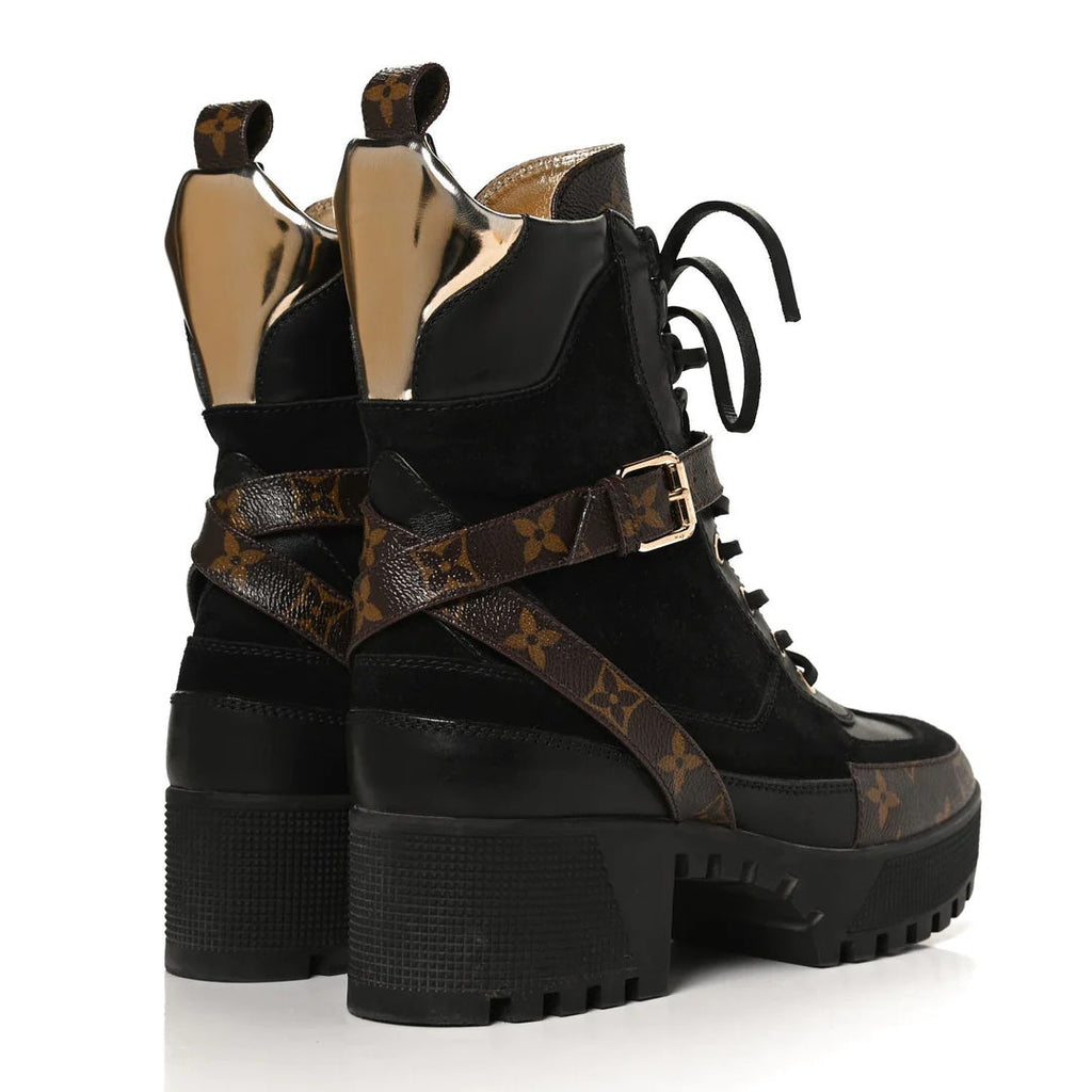 LOUIS VUITTON MONOGRAM SUEDE CALFSKIN LAUREATE PLATFORM DESERT BOOTS