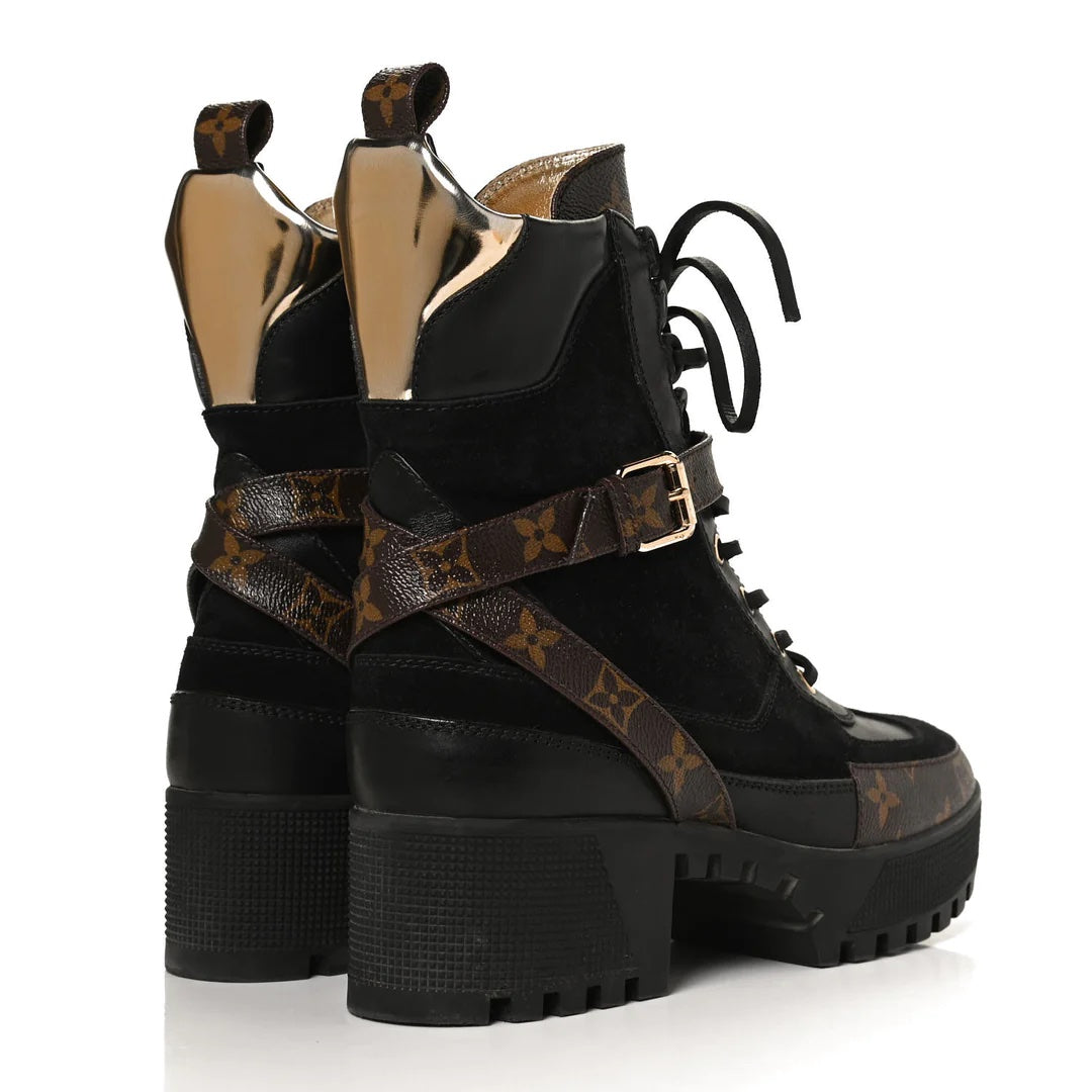 LOUIS VUITTON MONOGRAM SUEDE CALFSKIN LAUREATE PLATFORM DESERT BOOTS