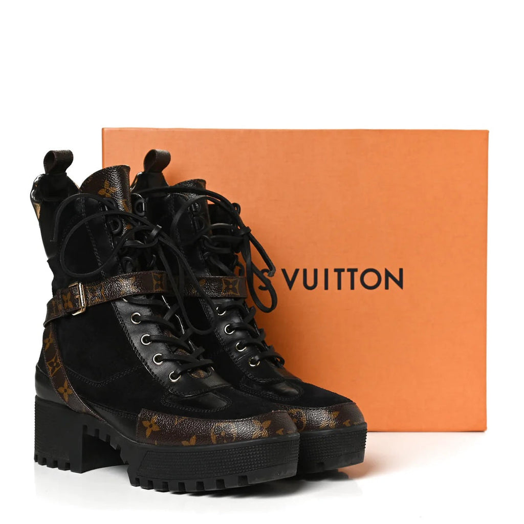 LOUIS VUITTON MONOGRAM SUEDE CALFSKIN LAUREATE PLATFORM DESERT BOOTS