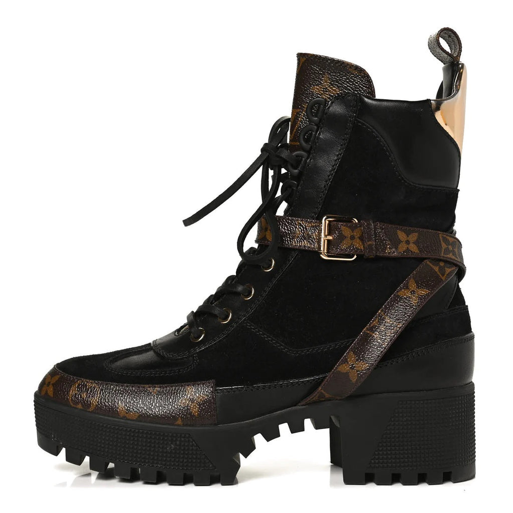 LOUIS VUITTON MONOGRAM SUEDE CALFSKIN LAUREATE PLATFORM DESERT BOOTS