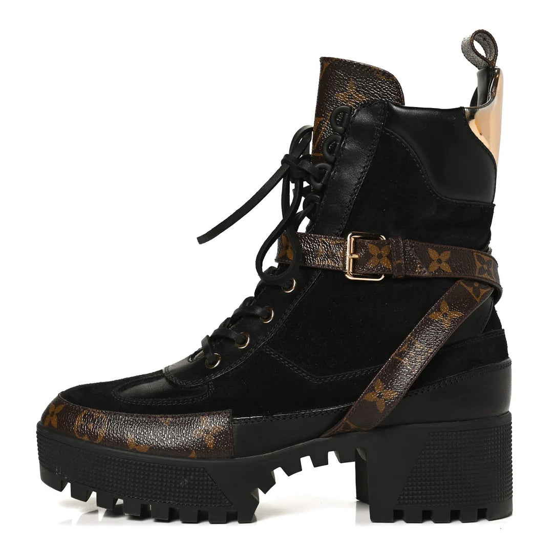 LOUIS VUITTON MONOGRAM SUEDE CALFSKIN LAUREATE PLATFORM DESERT BOOTS