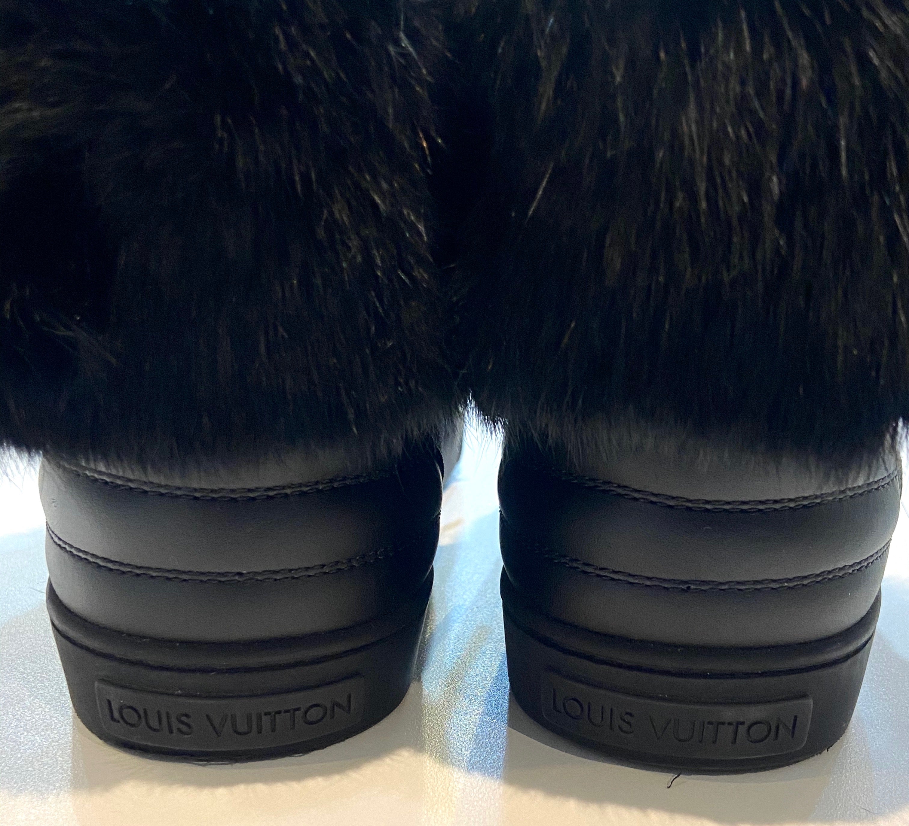 LOUIS VUITTON SUEDE RABBIT FUR HIGH-TOP SNEAKERS