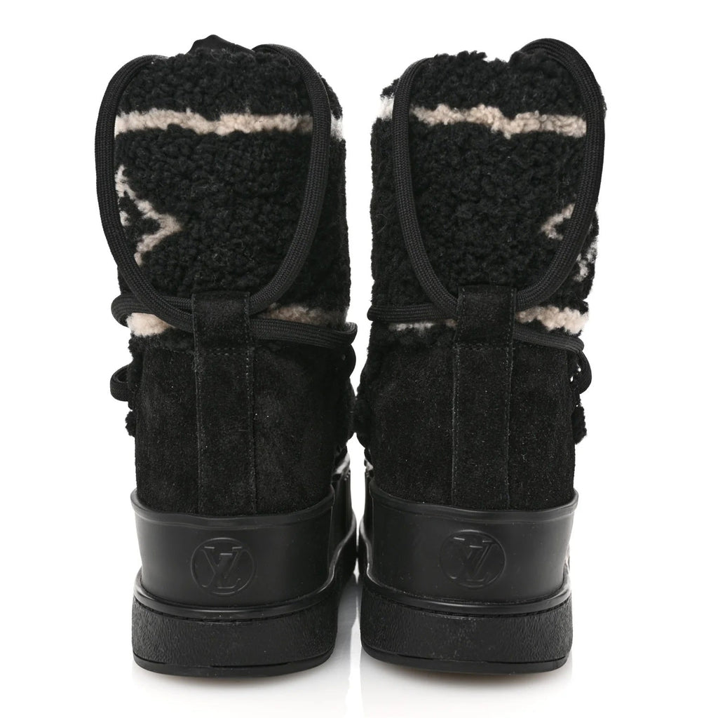 LOUIS VUITTON SUEDE SHEARLING POLAR FLAT HALF BOOTS