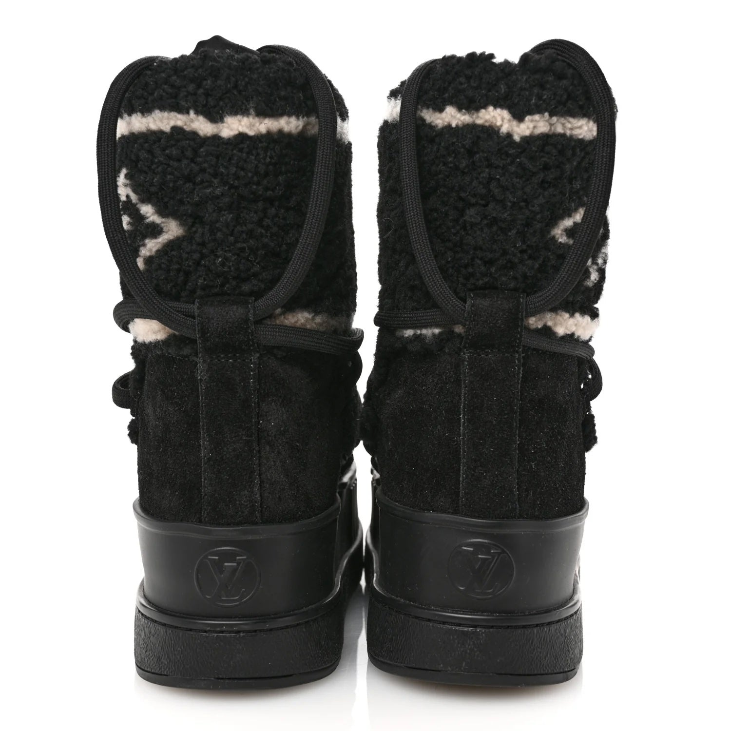 LOUIS VUITTON SUEDE SHEARLING POLAR FLAT HALF BOOTS
