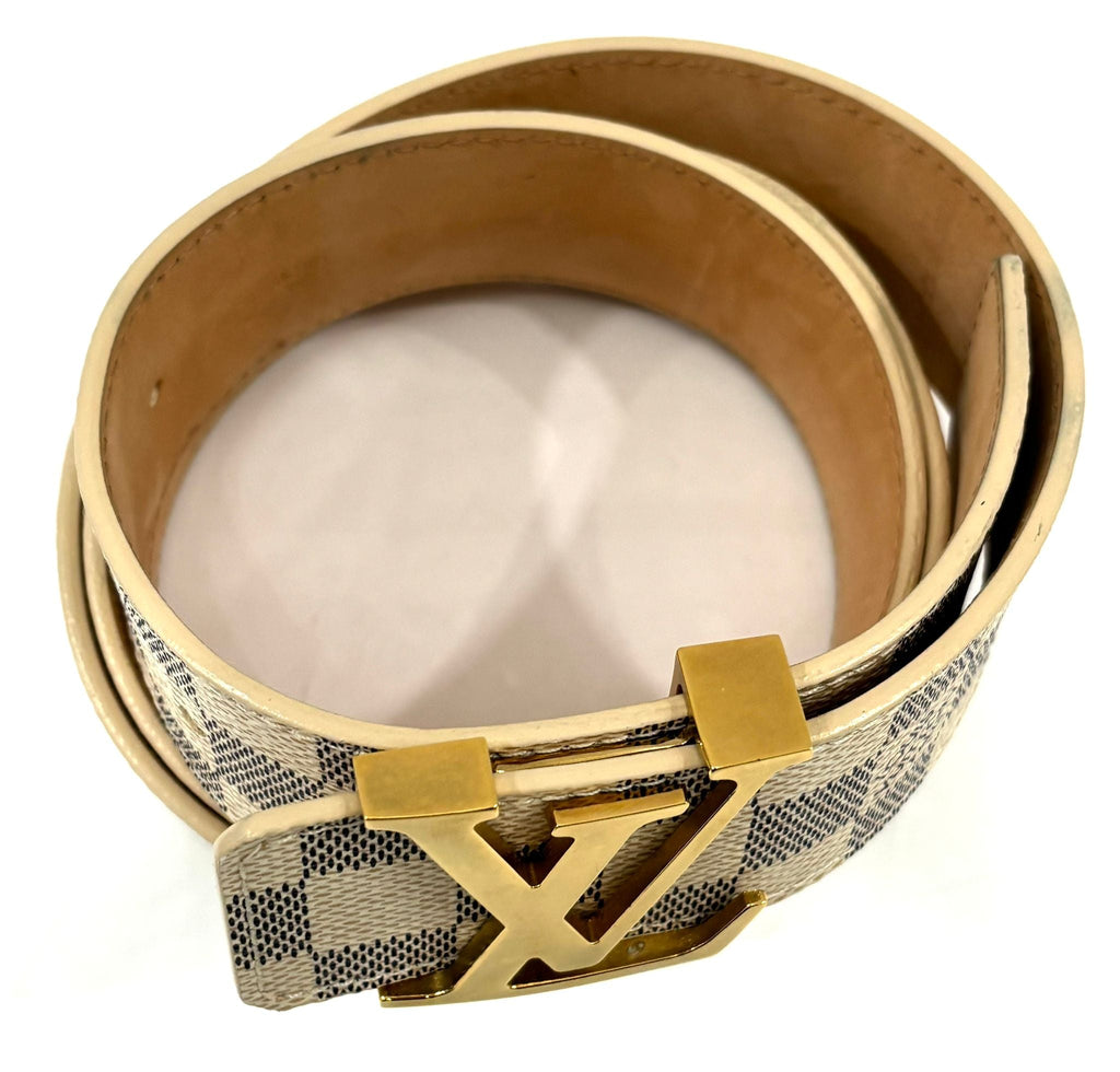 LOUIS VUITTON DAMIER AZUR LV INITIALS BELT
