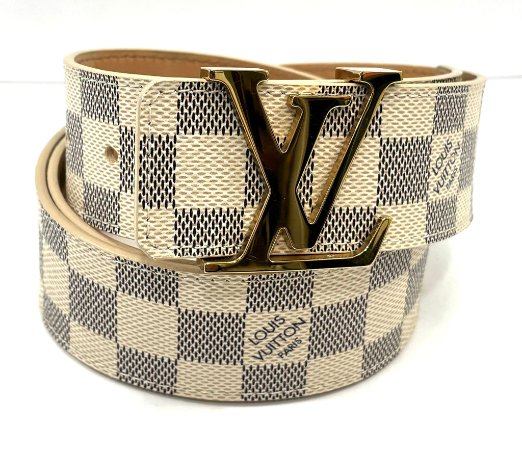 LOUIS VUITTON DAMIER AZUR LV INITIALS BELT