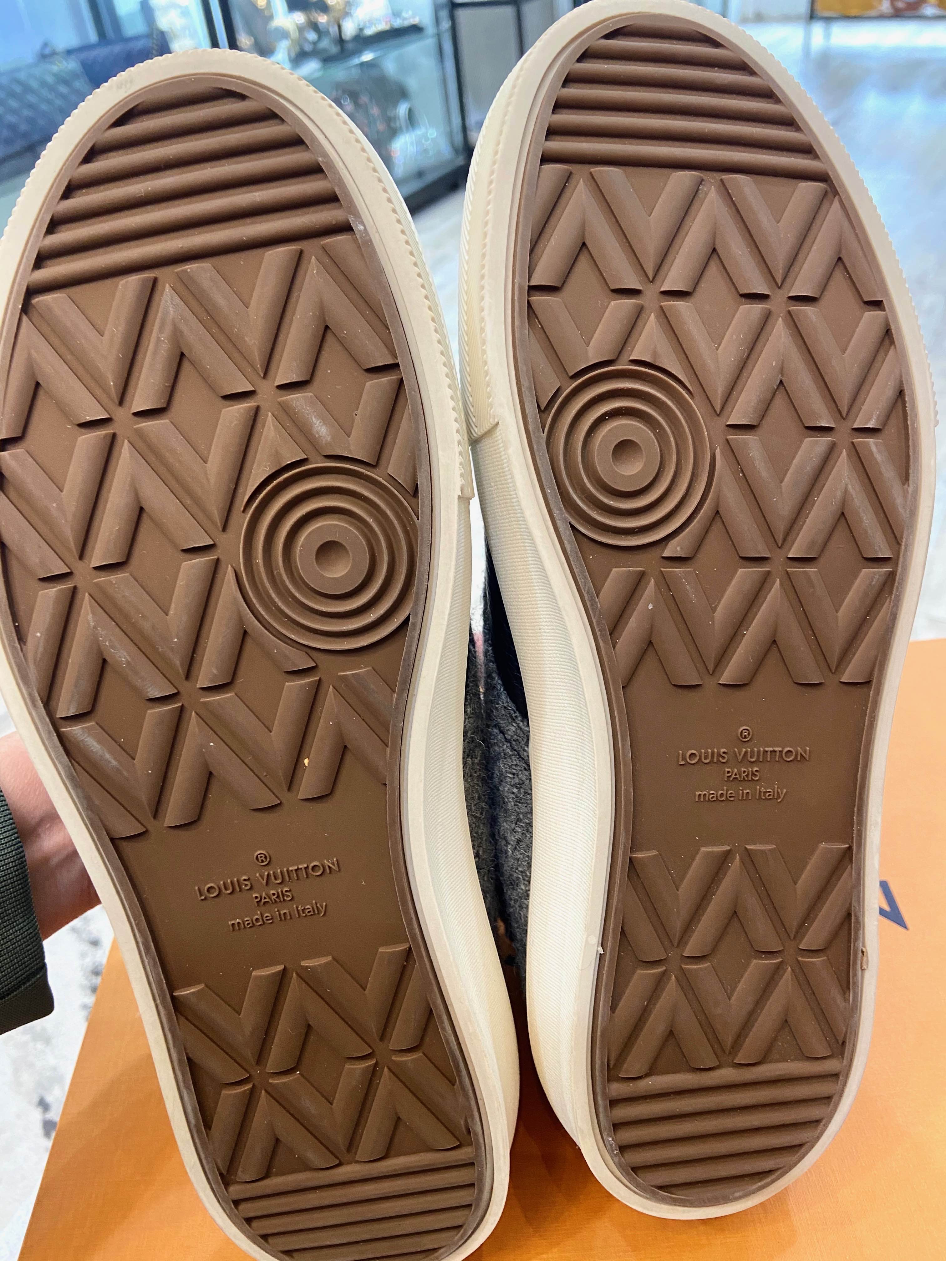LOUIS VUITTON LEATHER AND FELT HIGHTOP SNEAKERS