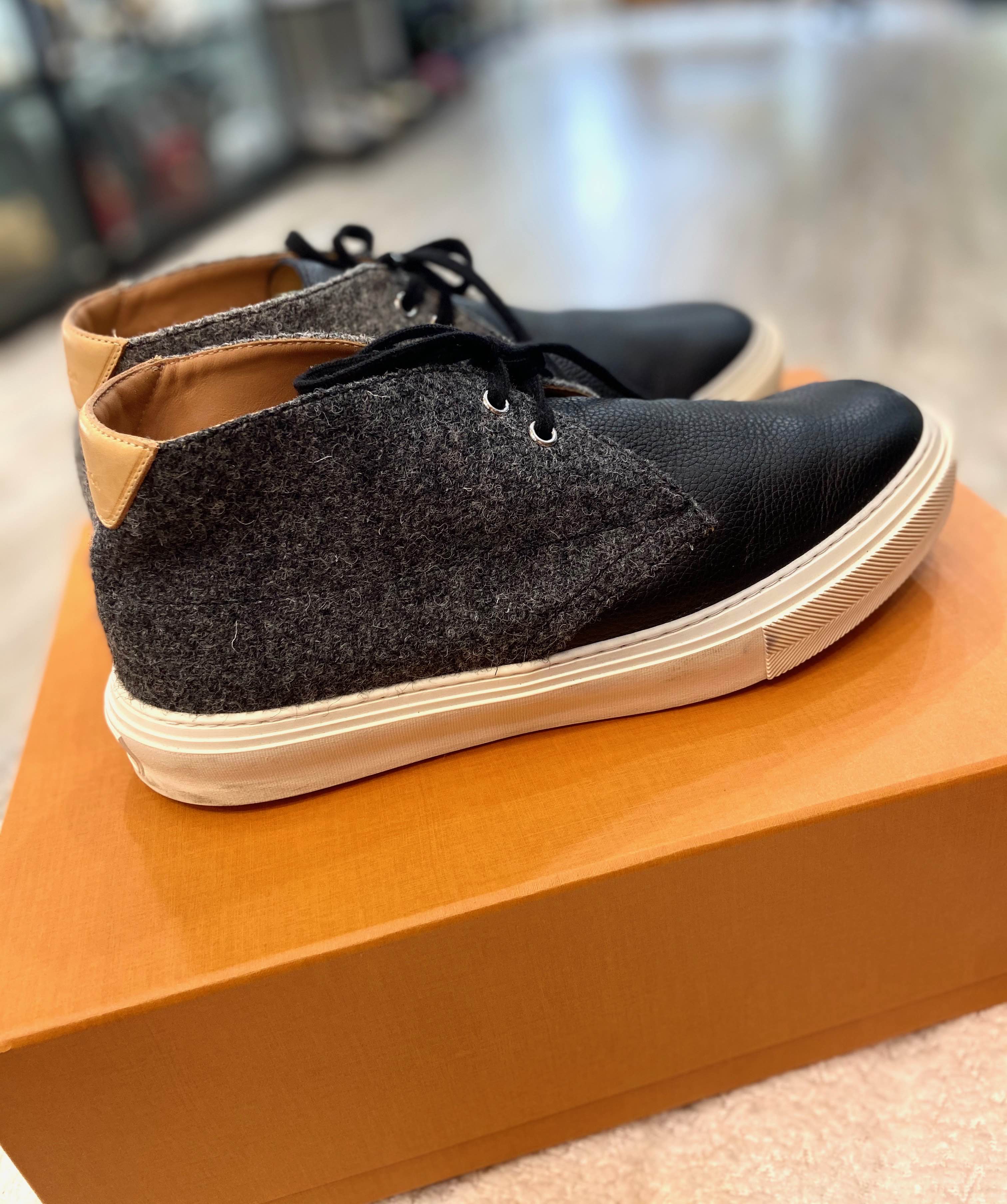 LOUIS VUITTON LEATHER AND FELT HIGHTOP SNEAKERS