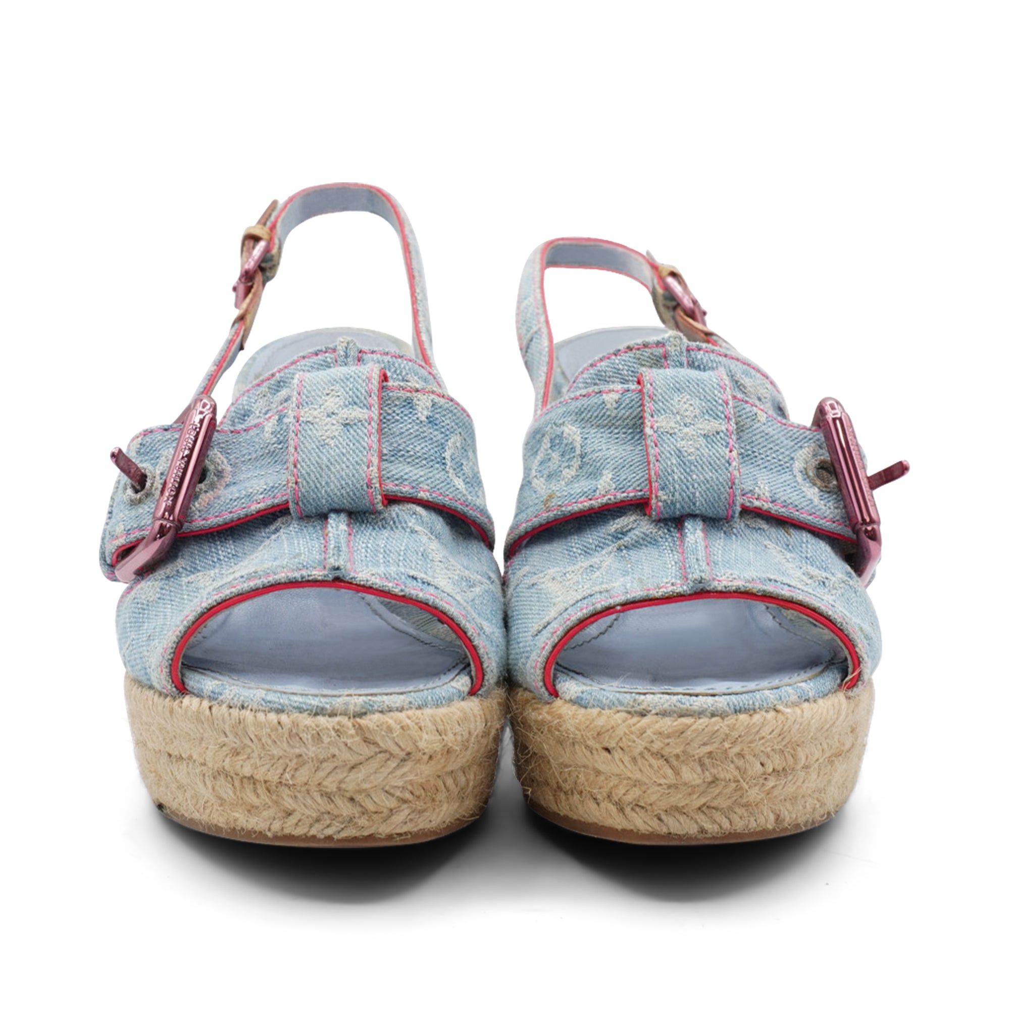 Louis Vuitton Denim Monogram Wedges - Women's 35.5
