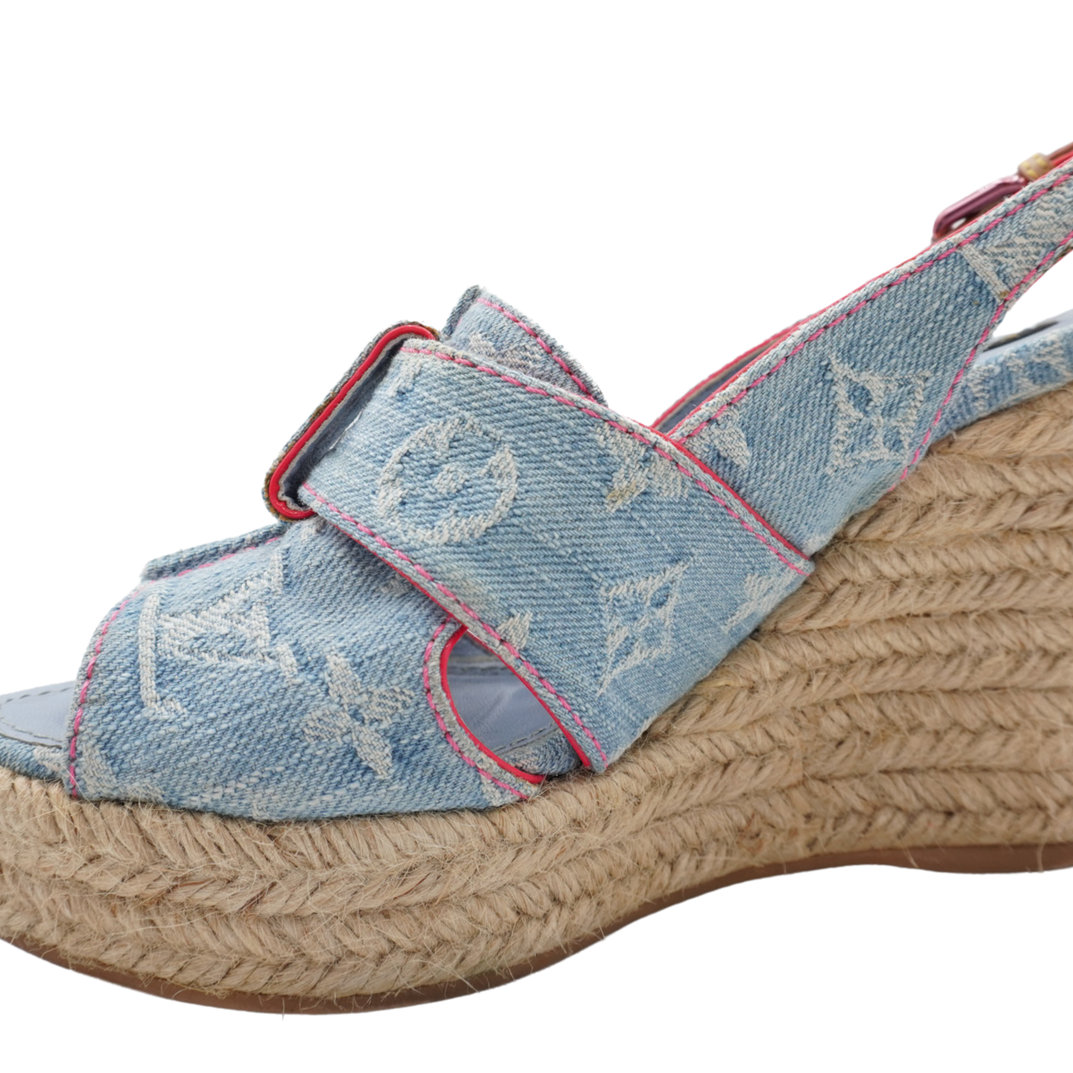 Louis Vuitton Denim Monogram Wedges - Women's 35.5