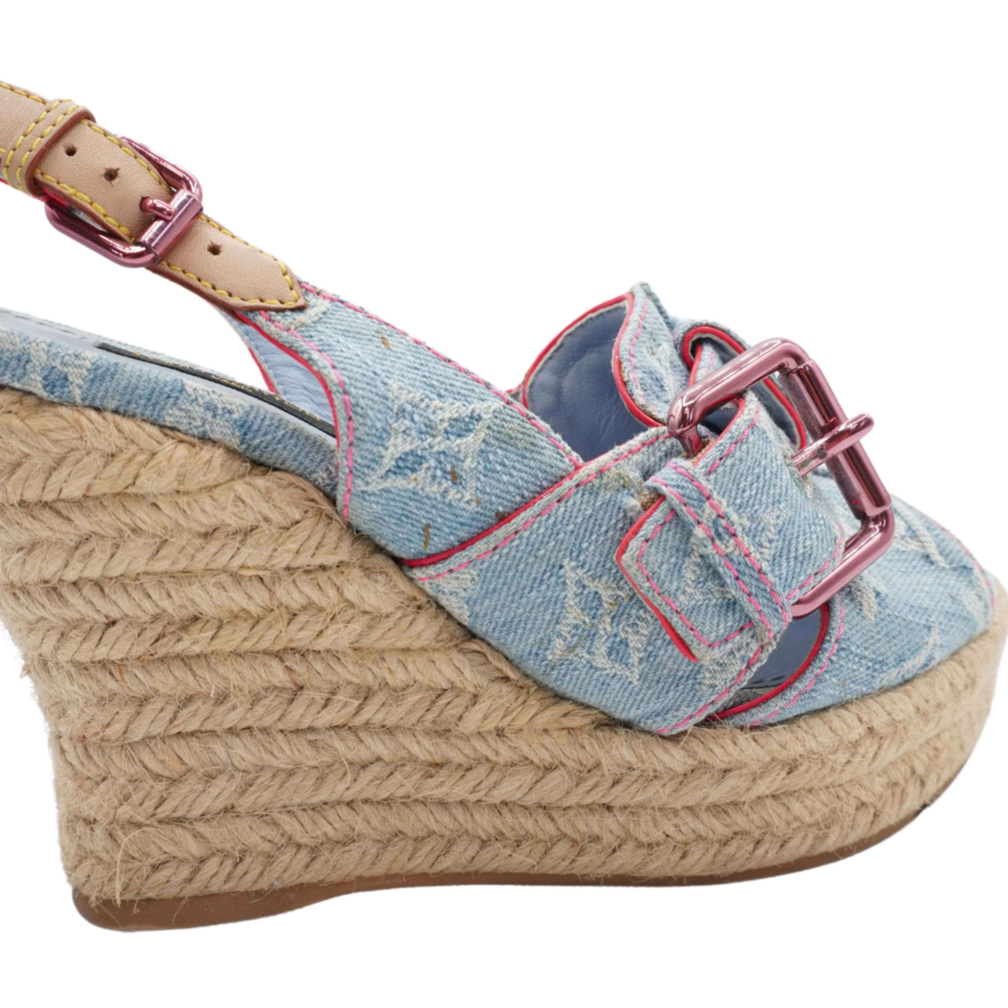 Louis Vuitton Denim Monogram Wedges - Women's 35.5