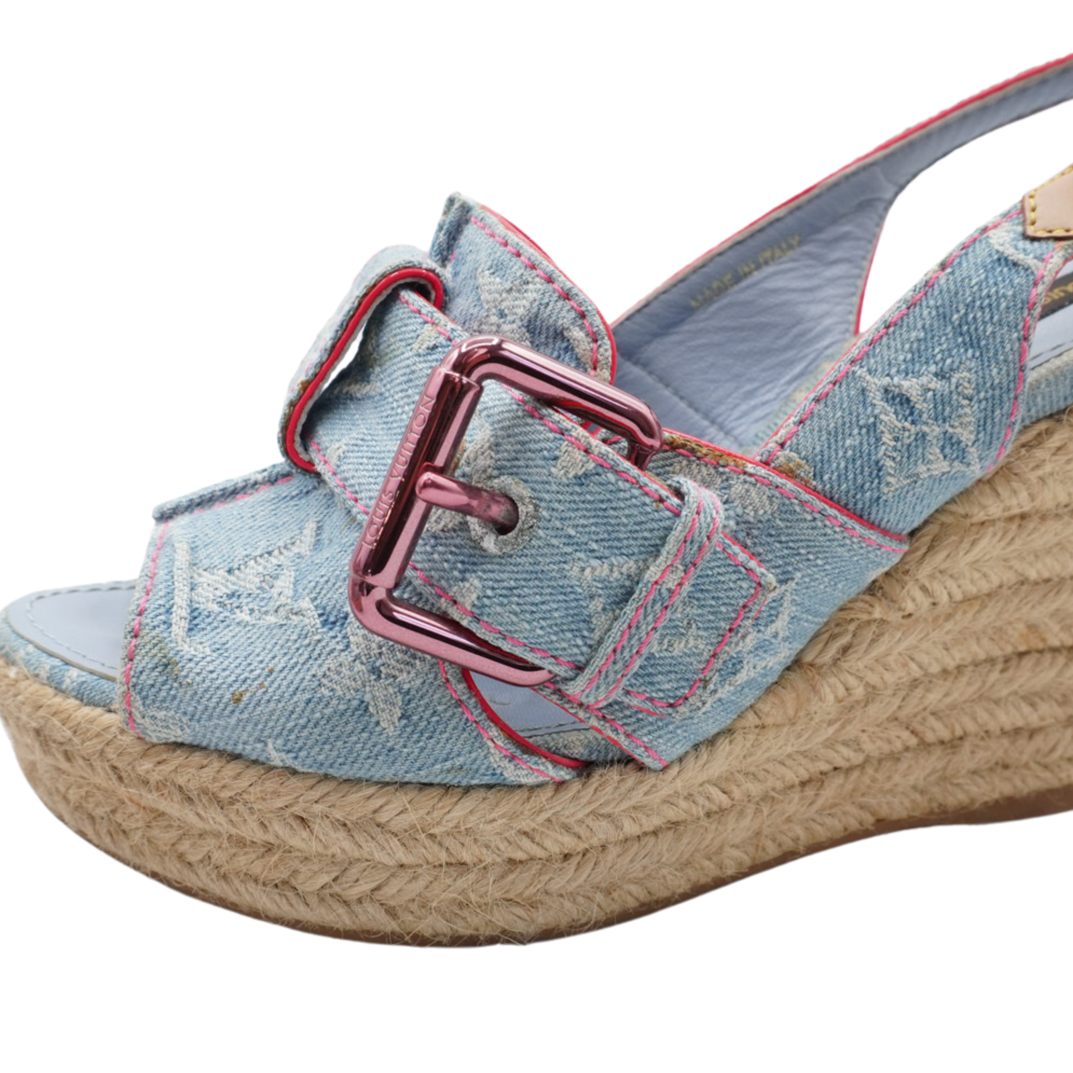 Louis Vuitton Denim Monogram Wedges - Women's 35.5