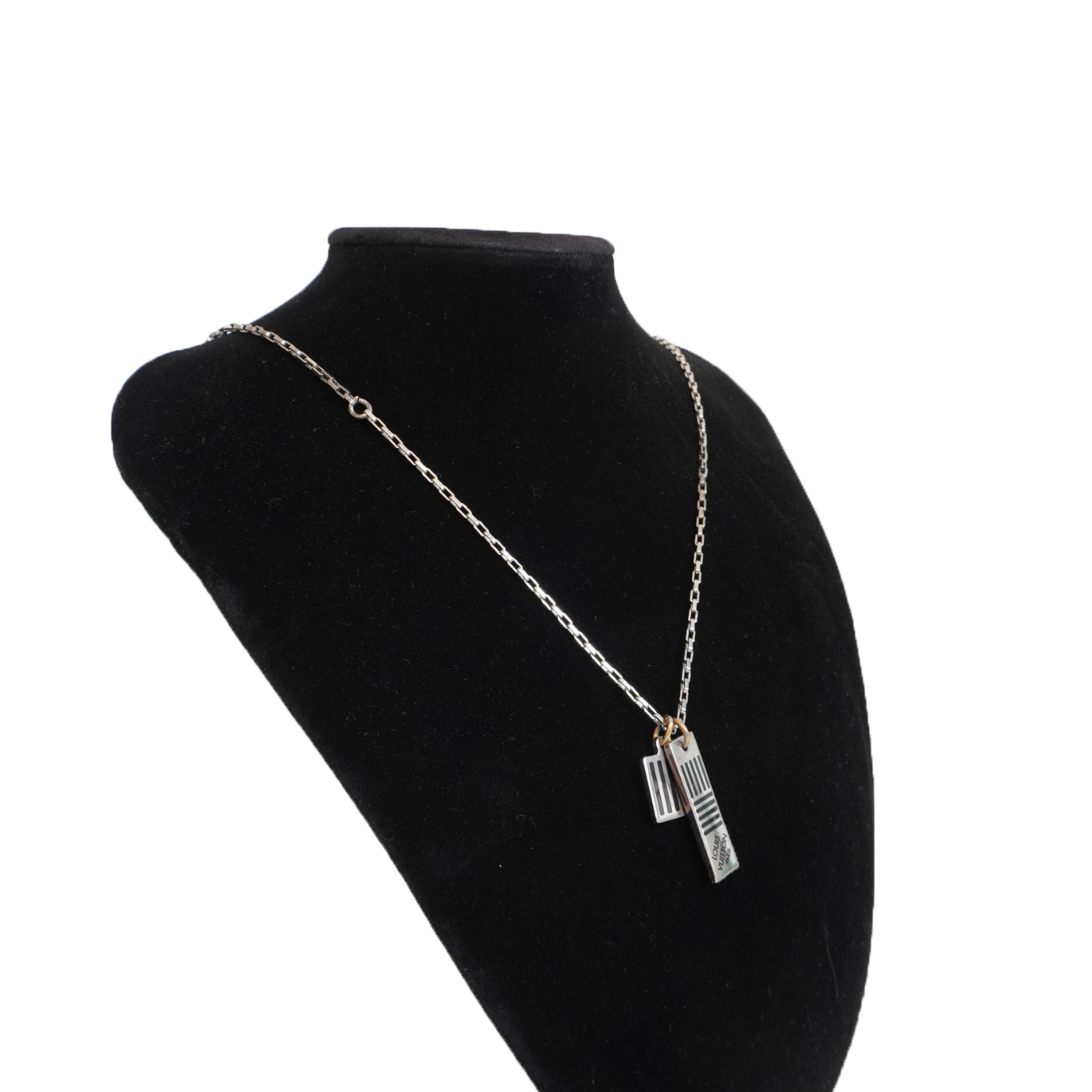 Louis Vuitton 'Damier Black' Pendant Necklace