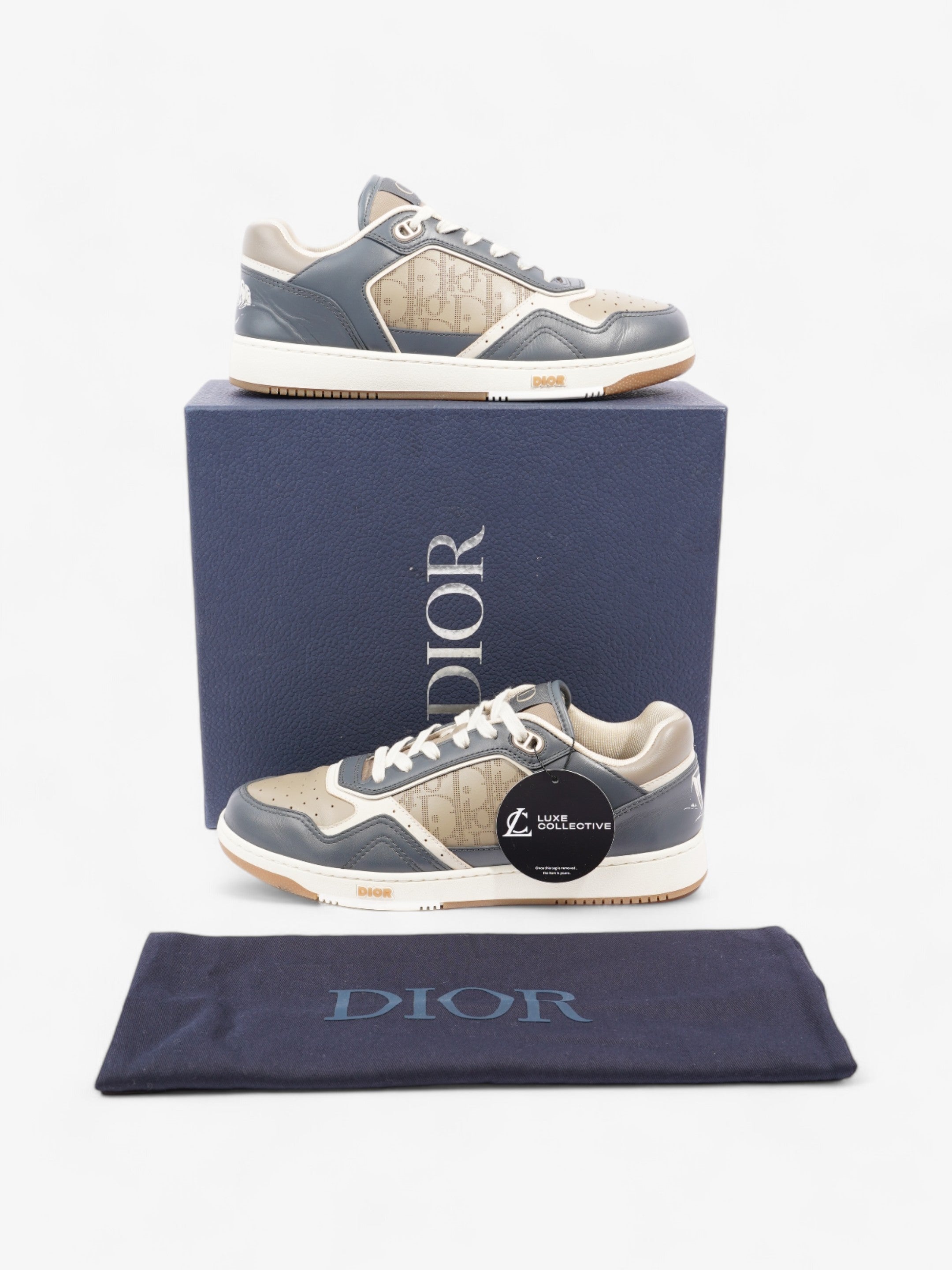 Christian Dior B27 Navy / Brown / White Leather EU 41 UK 7