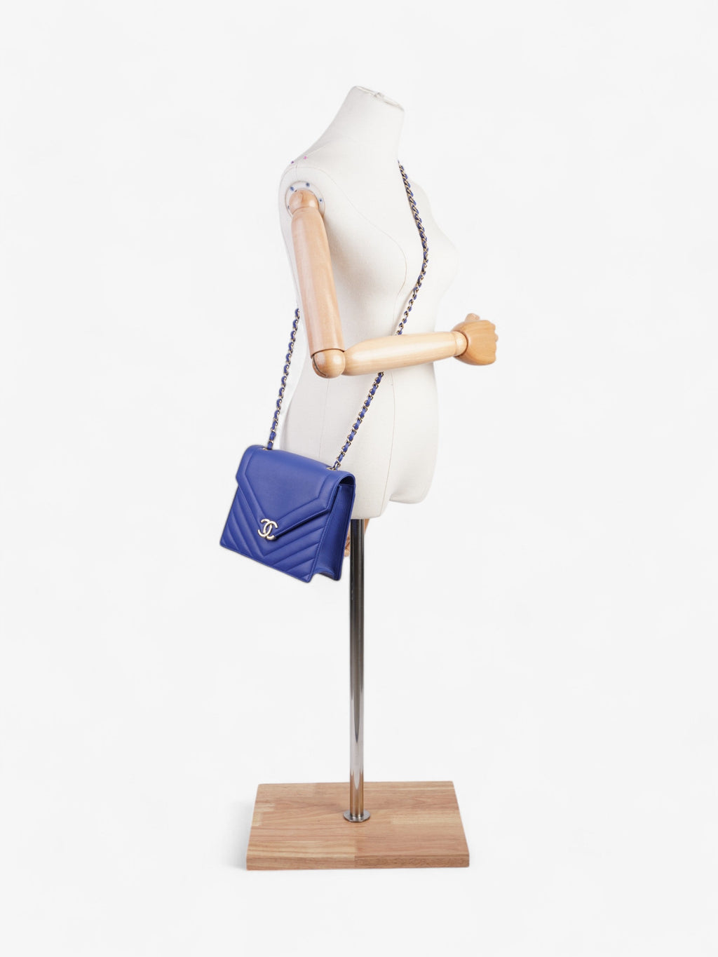 Chanel Envelope Flap Bag Blue Calfskin Leather