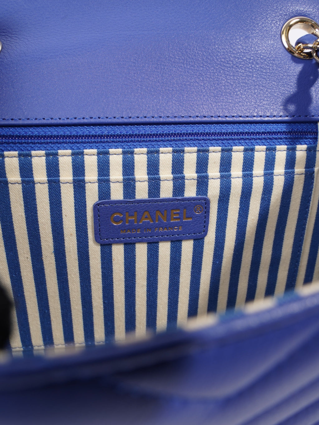 Chanel Envelope Flap Bag Blue Calfskin Leather