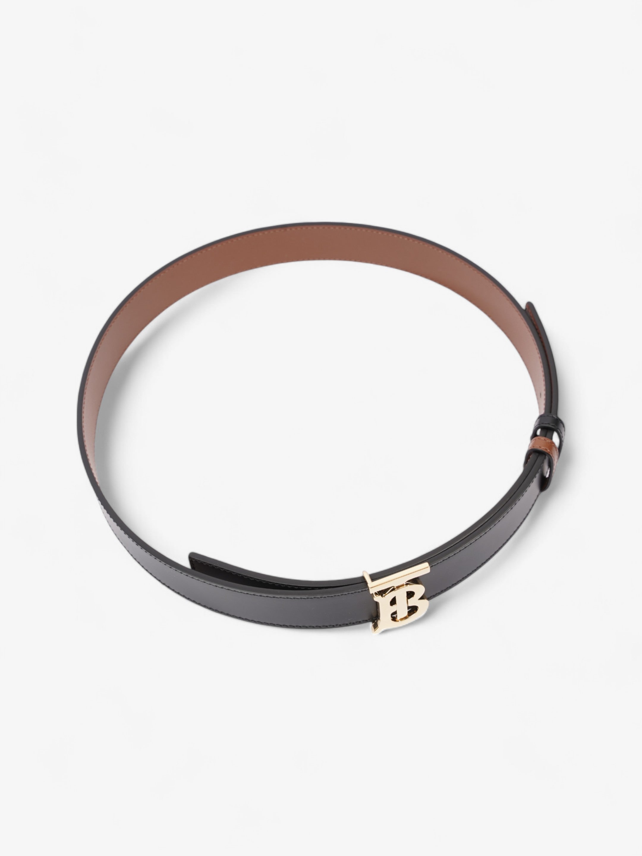 Burberry TB Reversible Belt Black / Tan / Gold Leather Small - 106cm