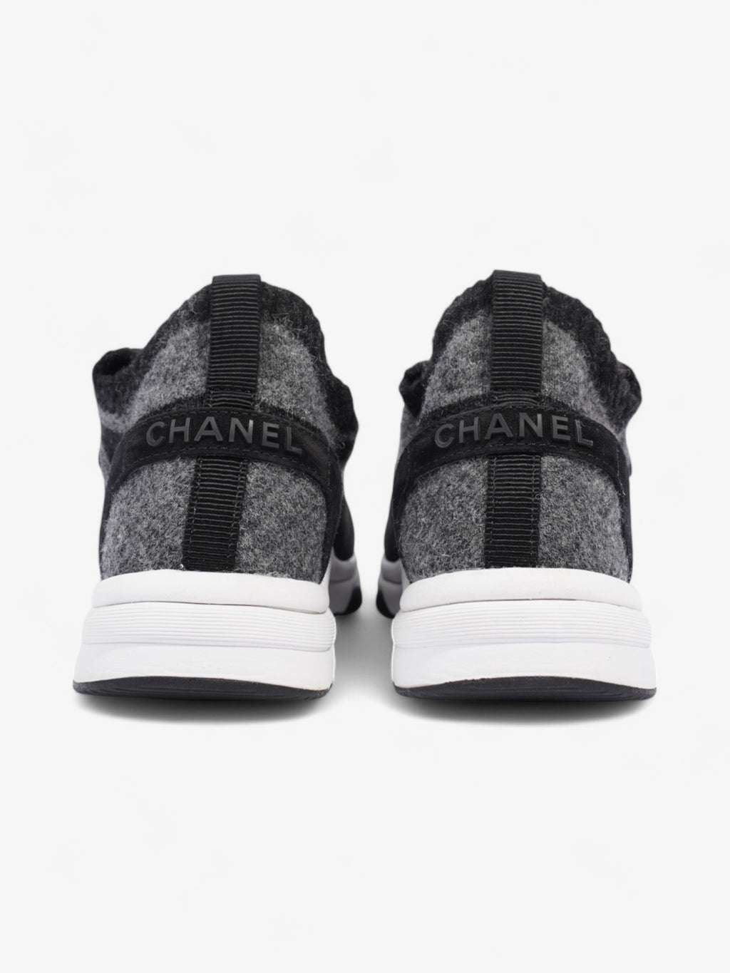 Chanel CC Logo Sneakers Grey / Black Wool EU 37 UK 4