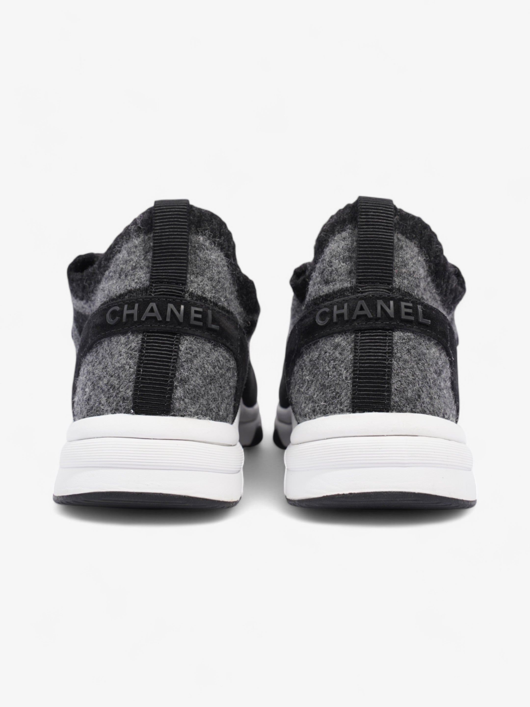 Chanel CC Logo Sneakers Grey / Black Wool EU 37 UK 4