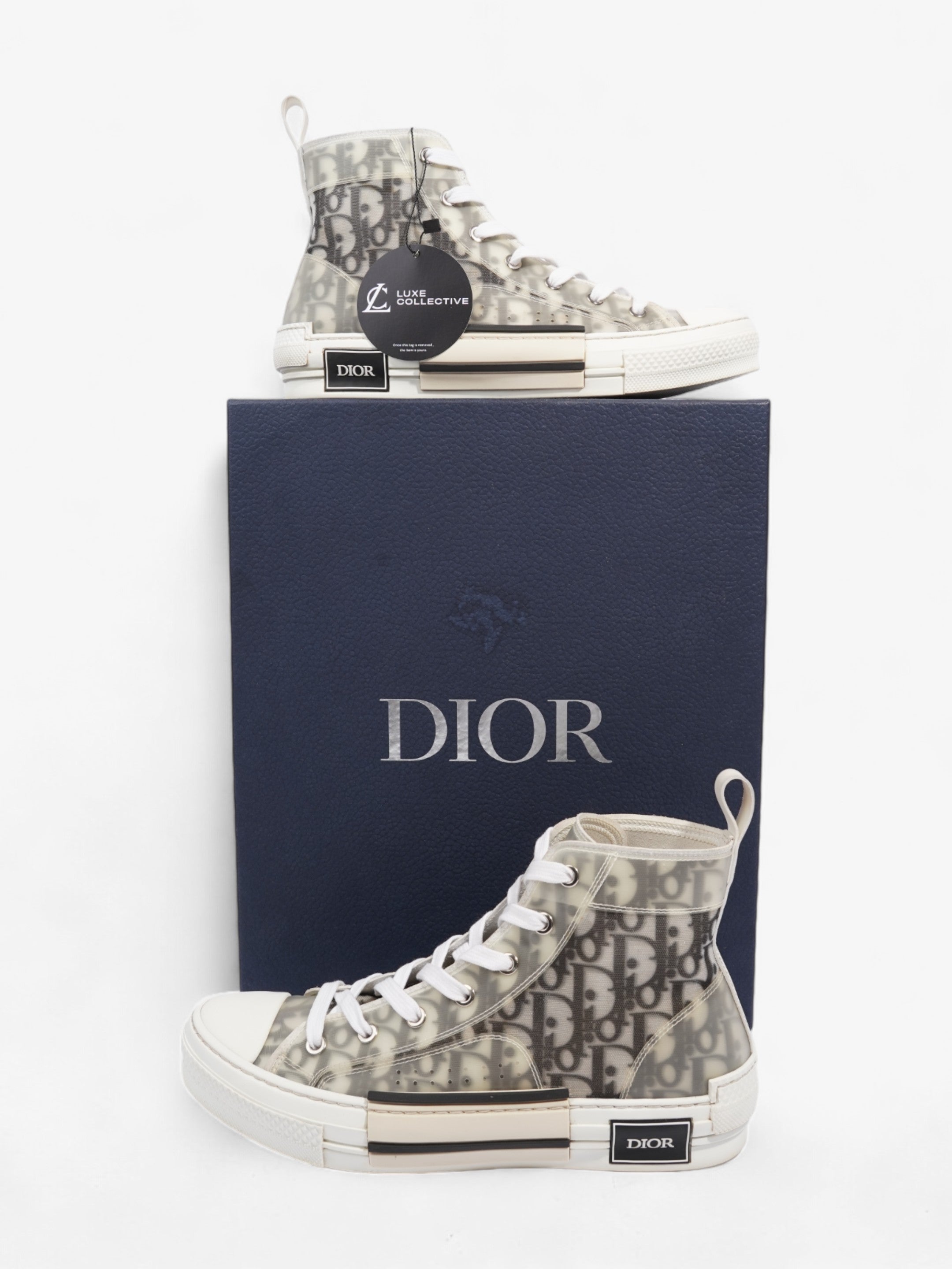 Christian Dior B23 High Top White / Black Mesh EU 40.5 UK 7.5