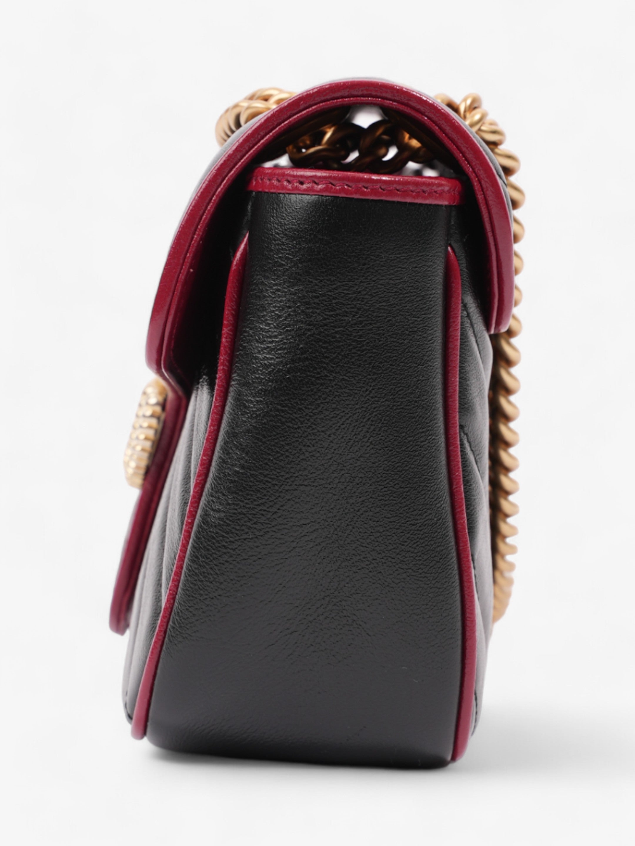 Gucci GG Marmont Flap Black / Red Leather Small
