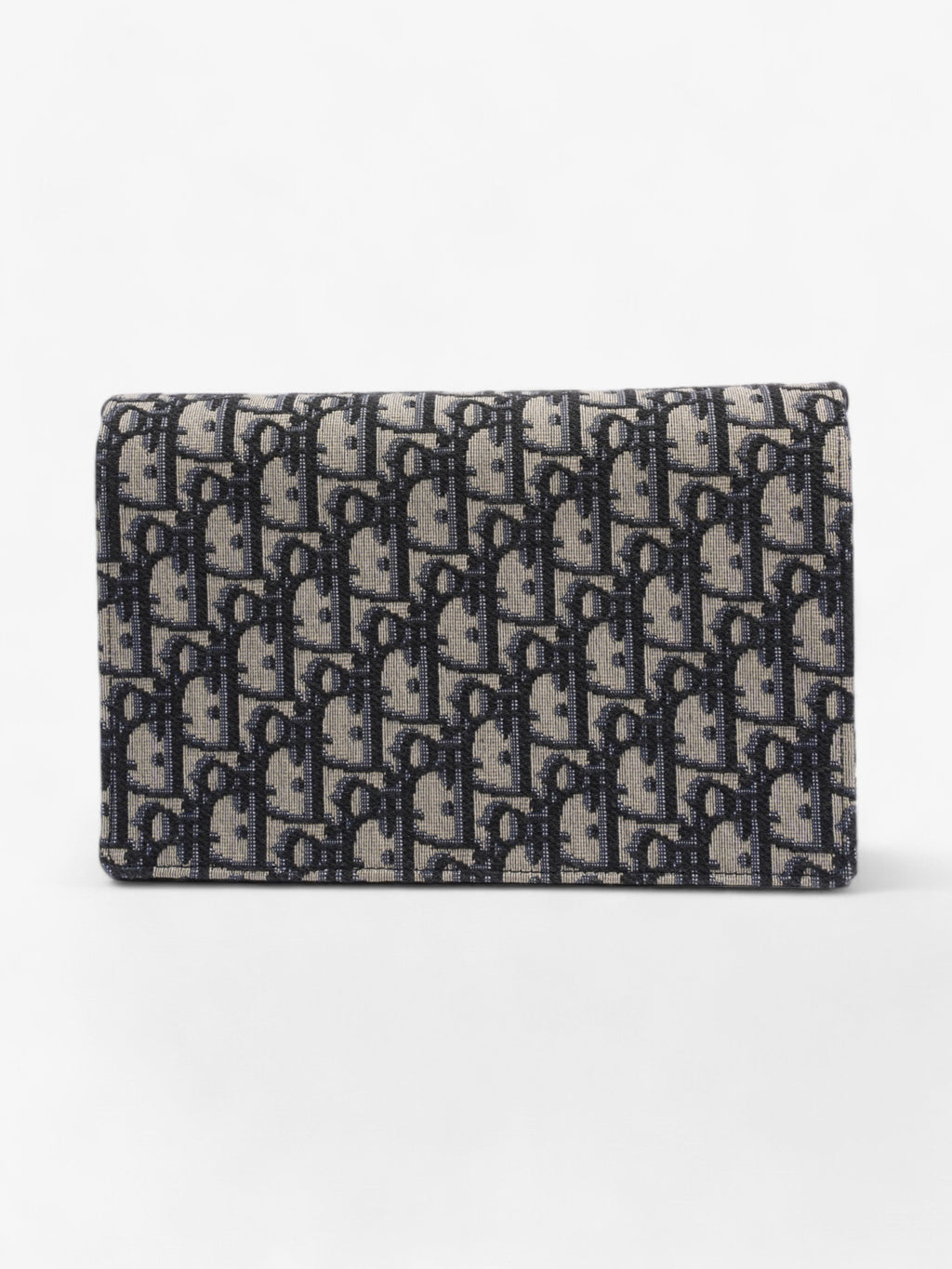Christian Dior Saddle Pouch with Chain Blue Oblique Cotton Medium
