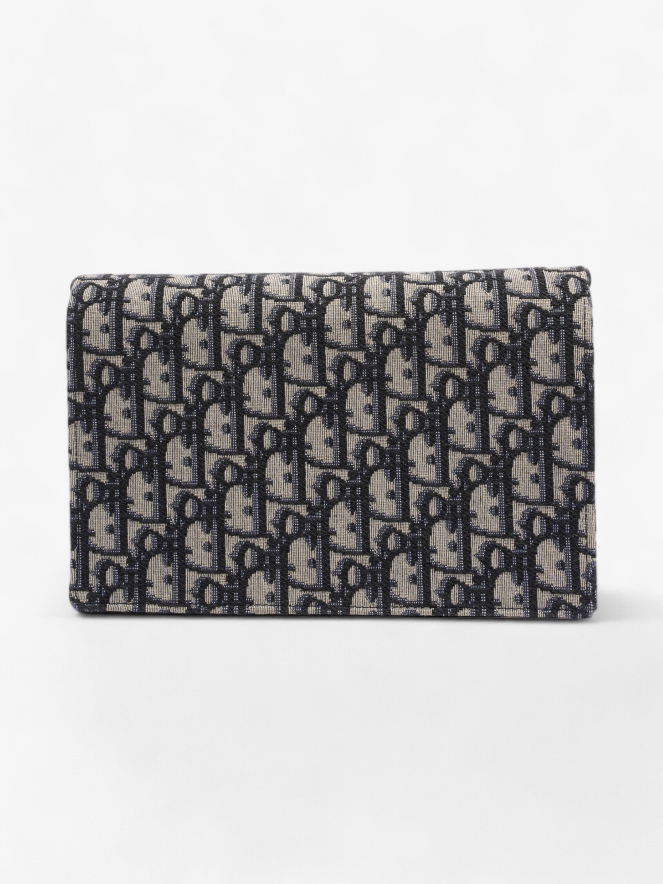 Christian Dior Saddle Pouch with Chain Blue Oblique Cotton Medium
