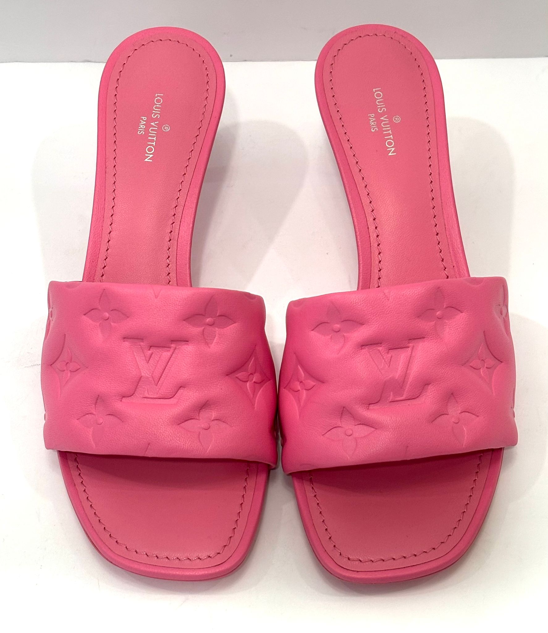 LV LAMBSKIN MONOGRAM EMBOSSED LEATHER REVIVAL MULES