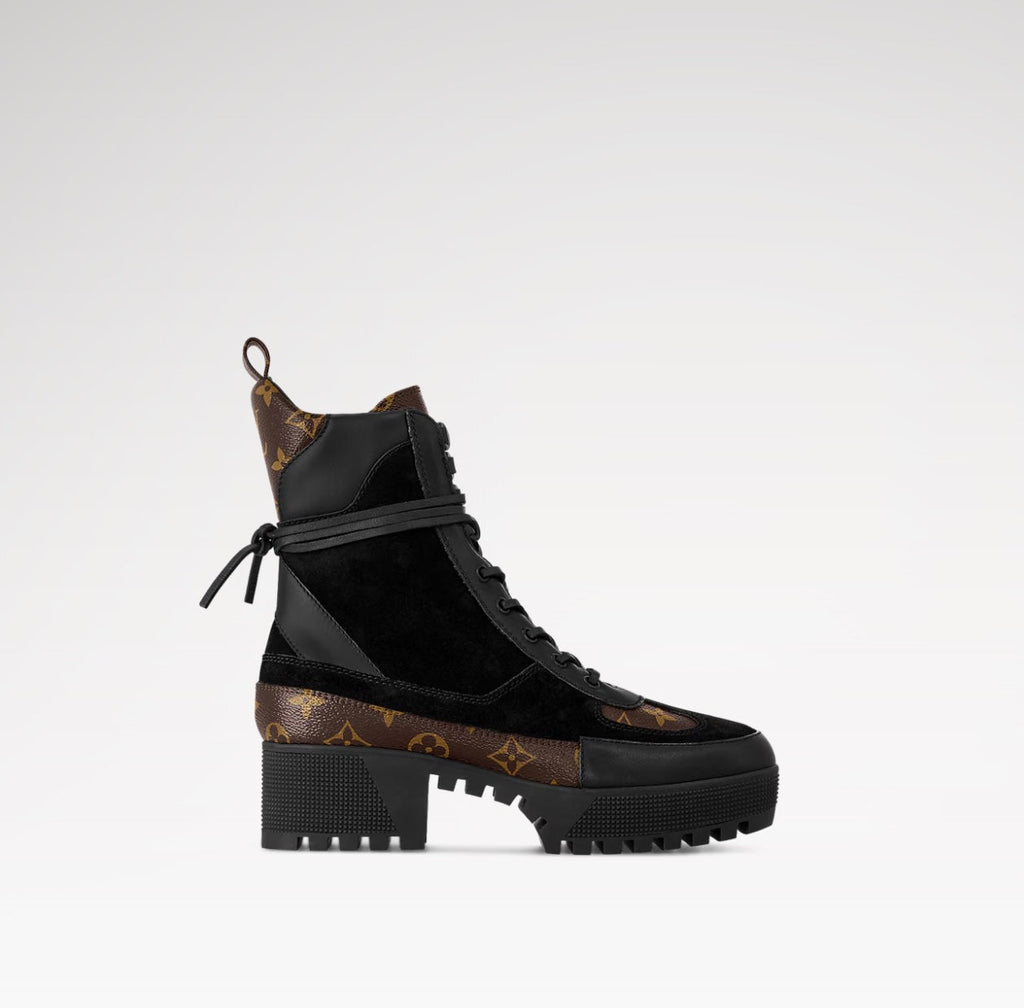 LOUIS VUITTON LAUREATE SUEDE LEATHER PLATFORM DESERT BOOTS