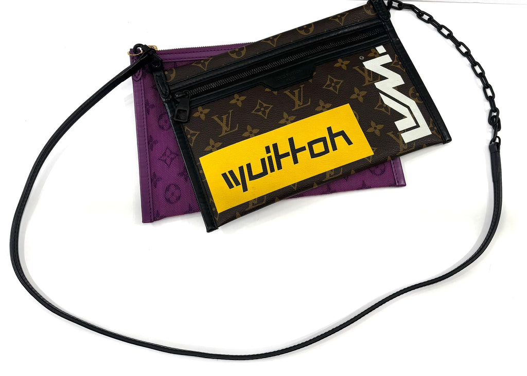LV LOGO STORY MONOGRAM DOUBLE FLAT MESSENGER BAG