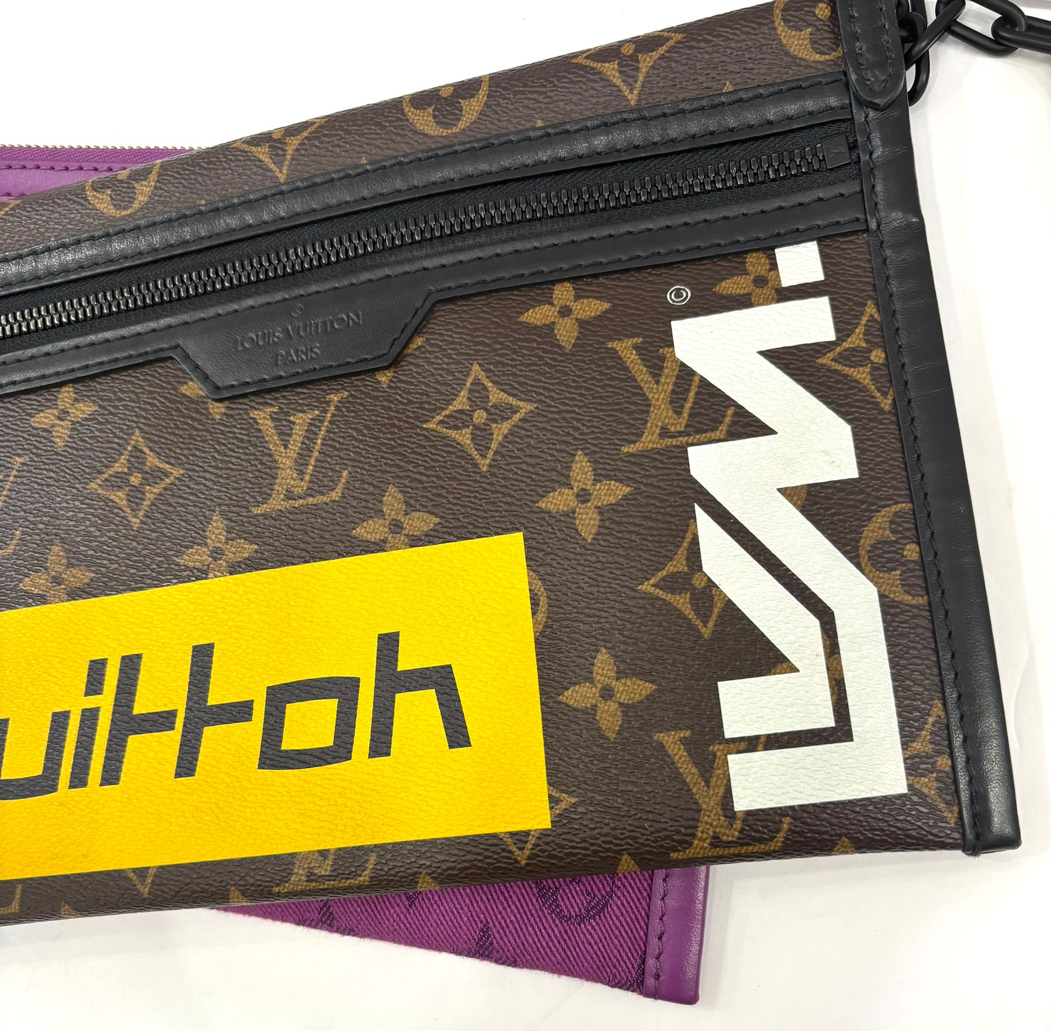 LV LOGO STORY MONOGRAM DOUBLE FLAT MESSENGER BAG