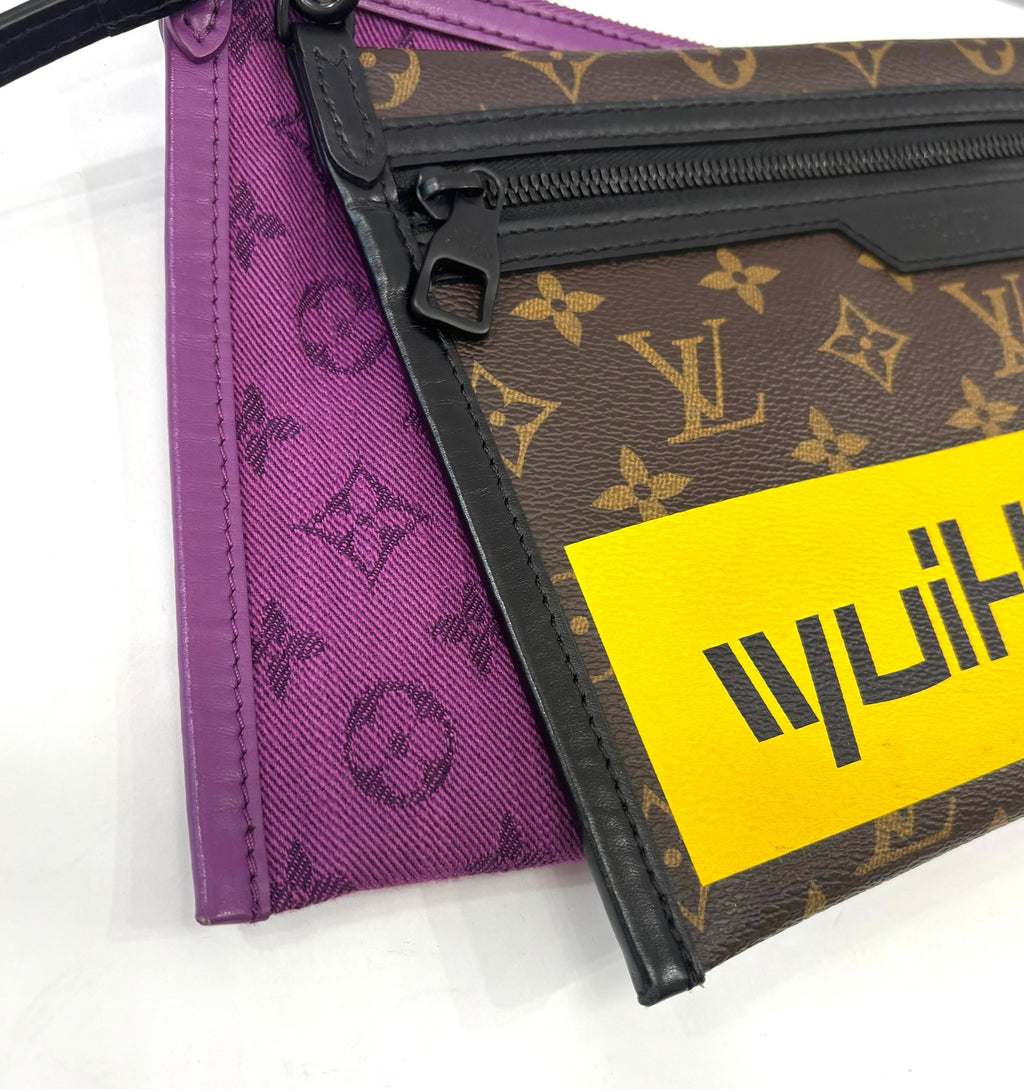 LV LOGO STORY MONOGRAM DOUBLE FLAT MESSENGER BAG
